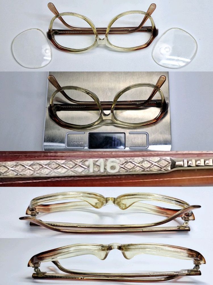 Other 90s Japan Vintage Model 116 Champagne Yellow Glasses Frame Size ONE SIZE - 3 Thumbnail