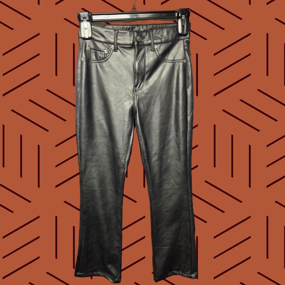 VINTAGE American Eagle Faux Leather Bootcut Jeans Womens Size - Main Image