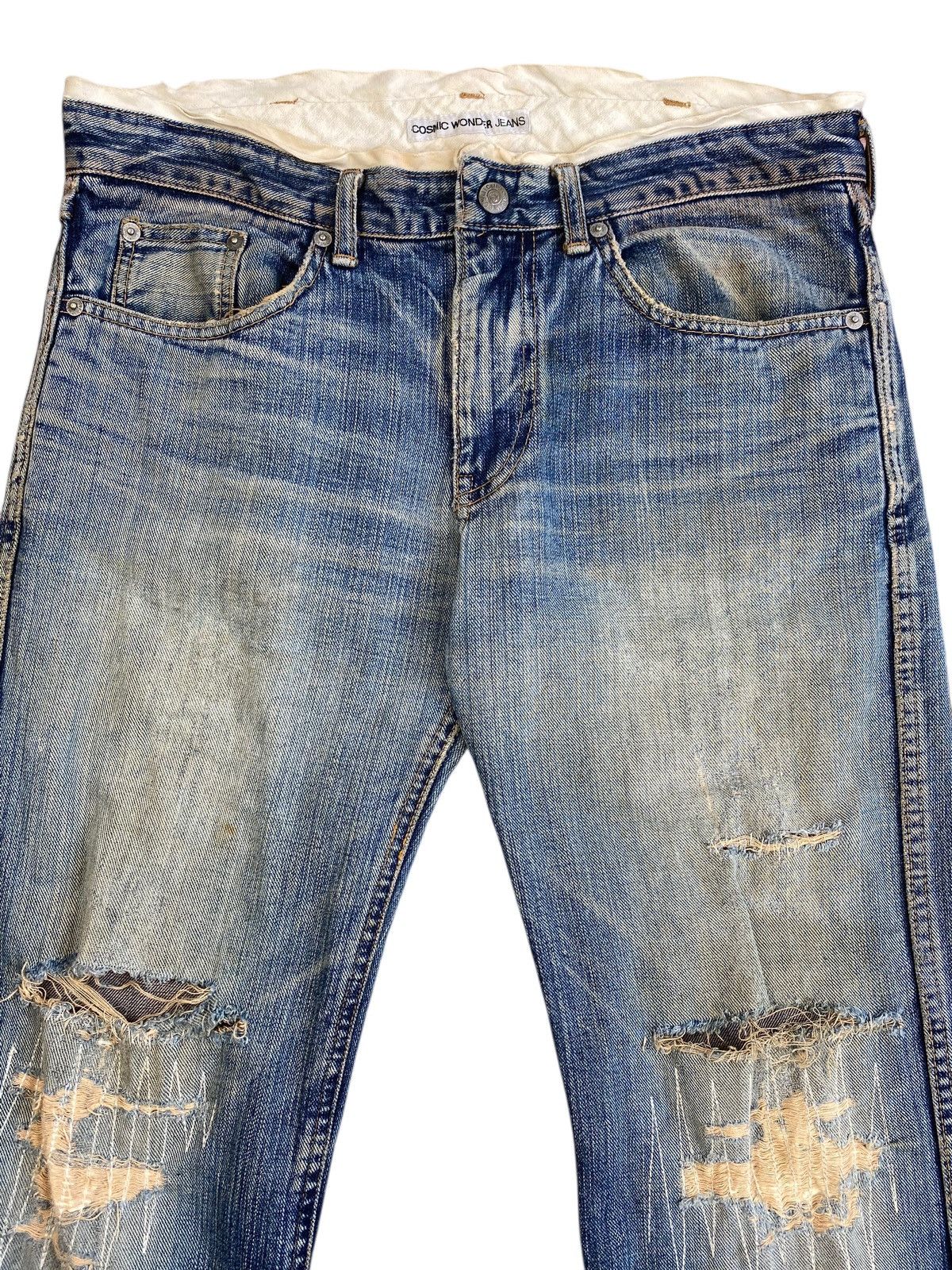 Japanese Brand Cosmic Wonder Jeans Distressed Mudwash Regular Fit Denim Size US 32 / EU 48 - 3 Thumbnail