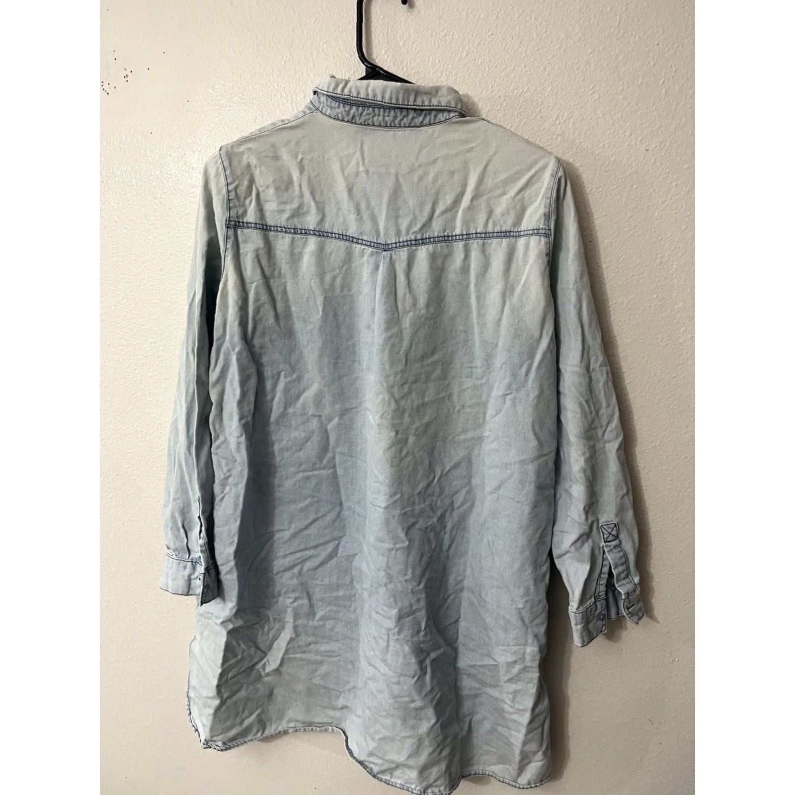 Zara Zara Shirt Women XS Blue Denim Chambray Tencel Long Sleeve Button-Down Utility Size XS / US 0-2 / IT 36-38 - 3 Thumbnail
