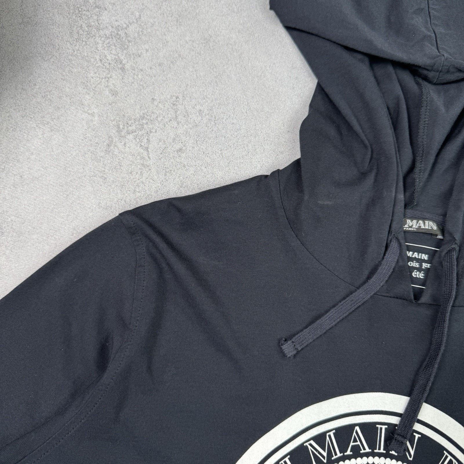 Balmain Balmain Paris Long Sleeve T-Shirt With Hood Size XS Black Size US XS / EU 42 / 0 - 6 Thumbnail