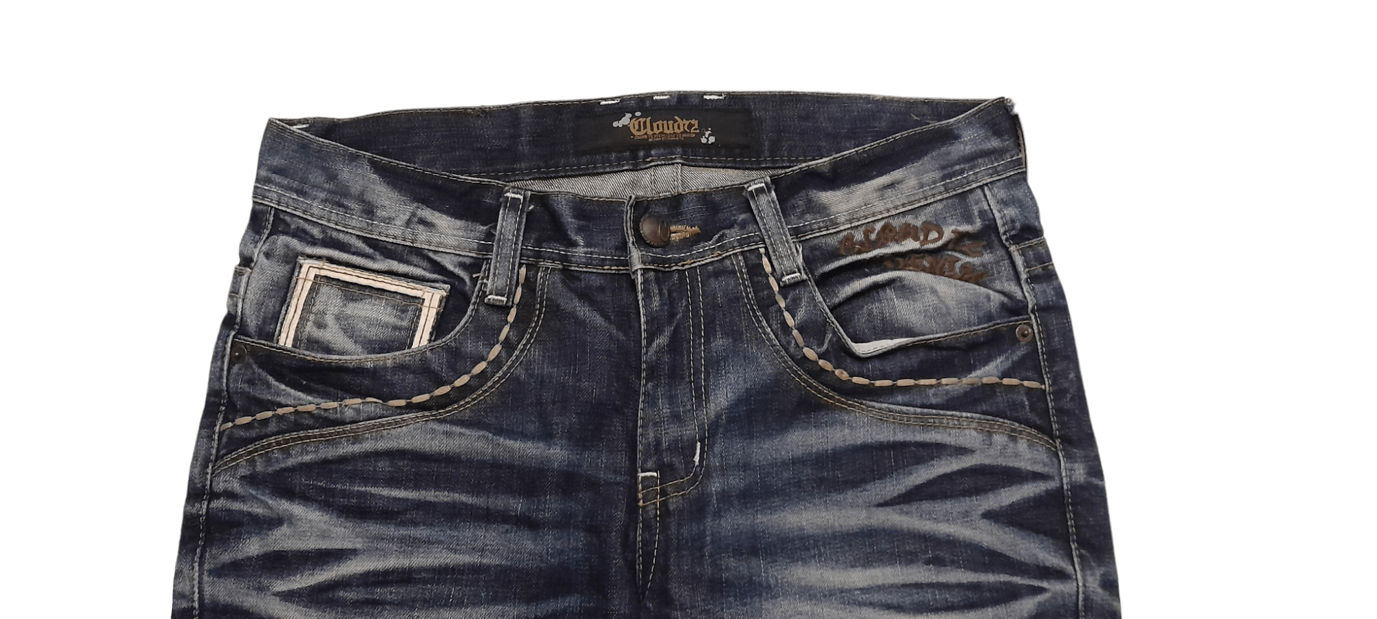Japanese Brand CLOUD 72 Japan Disstressed Art Denim (S185) waist 33 Size US 33 - 3 Thumbnail