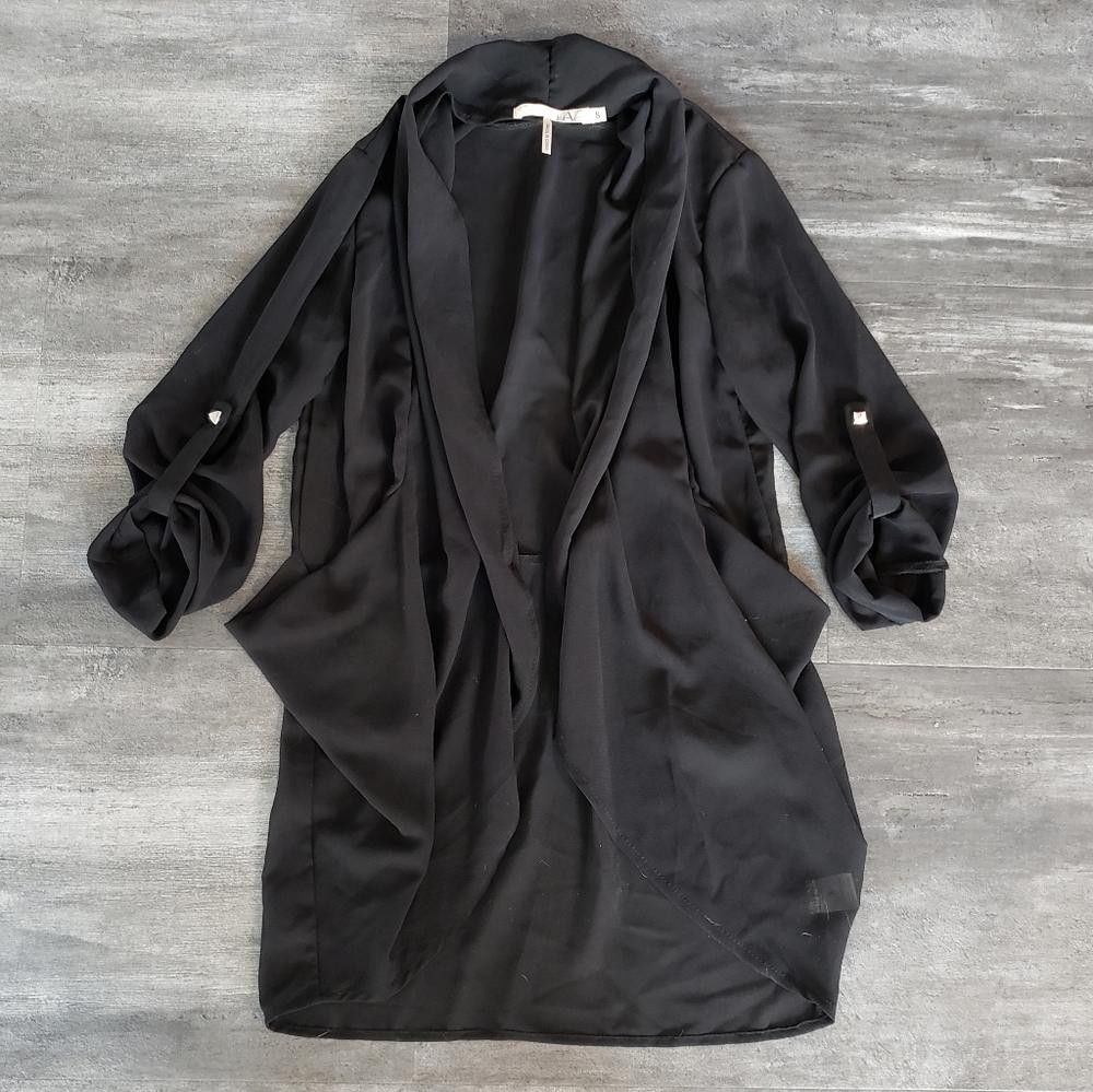 Designer Black Sheer Detailed Have Long Dressy Duster Size S / US 4 / IT 40 - 1 Thumbnail