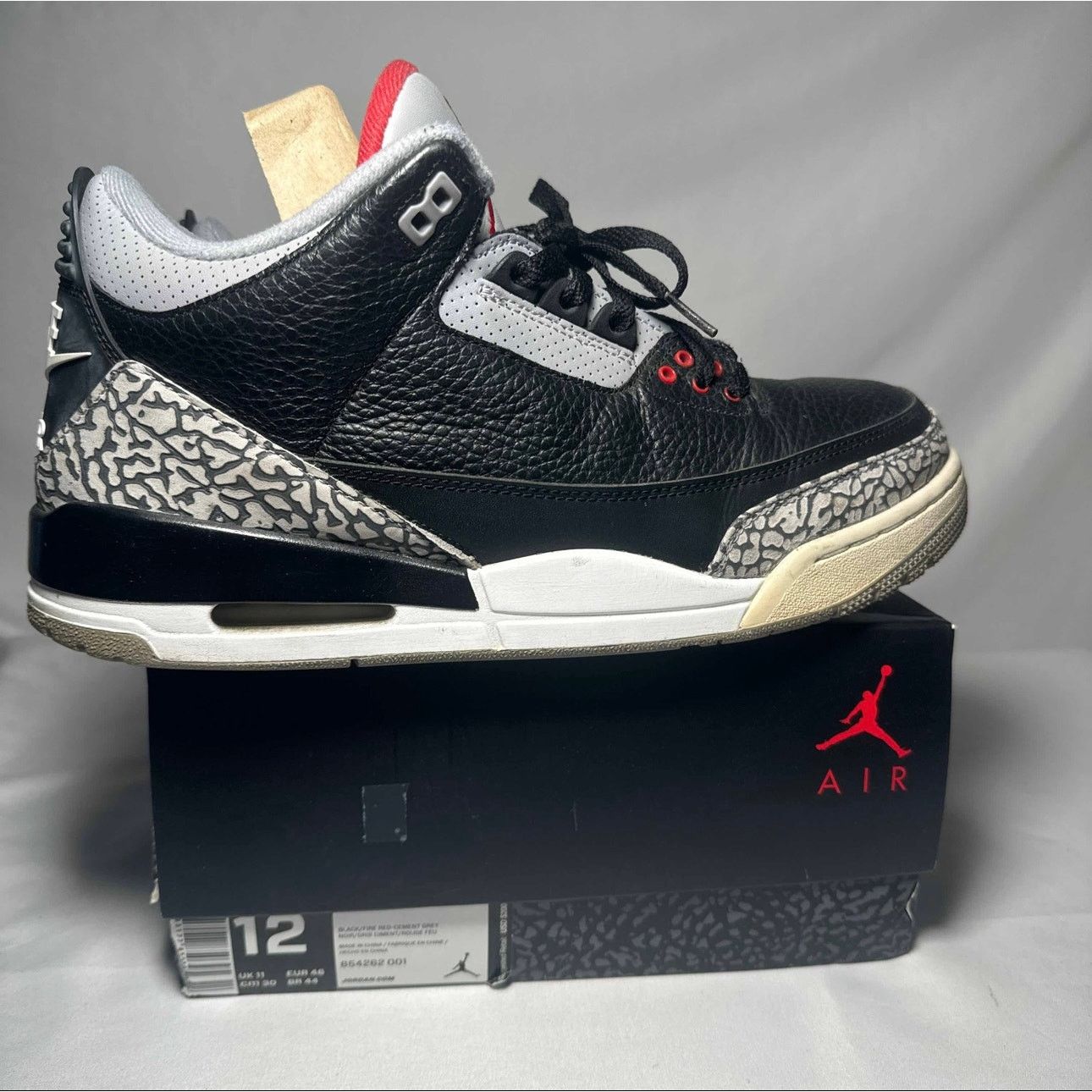 Jordan Brand × Nike Size 12 Air Jordan 3 Retro OG Black Cement 2018 Men's Shoes Size US 12 / EU 45 - 1 Thumbnail