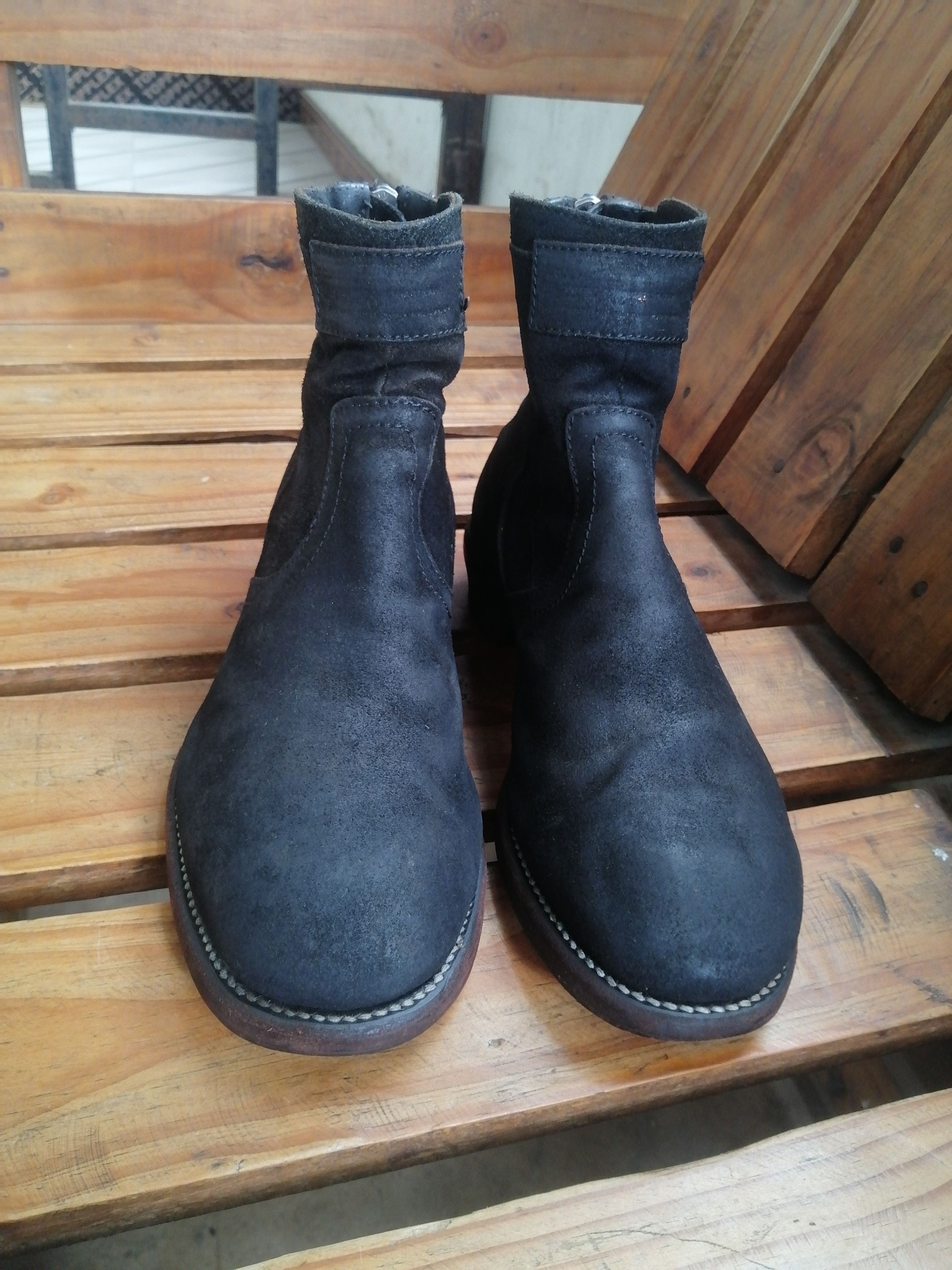 Julius Julius Dark Green Distressed Leather Zip Boots Fits EU 41 Size US 8 / EU 41 - 9 Thumbnail