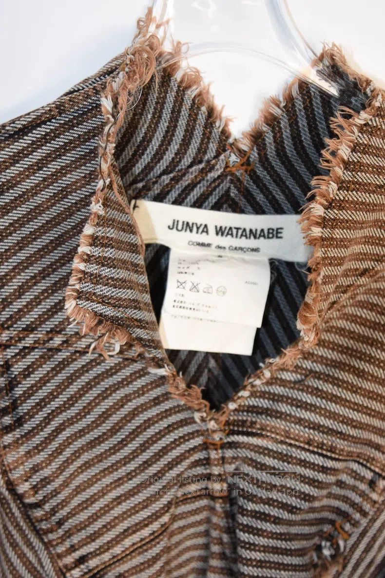 Junya Watanabe Junya Watanabe Asymmetric cut frayed brown striped top Size S / US 4 / IT 40 - 3 Thumbnail