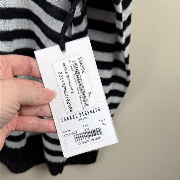 Isabel Benenato Isabel Benenato Monochrome Striped flax Crewneck Sweater XL Size US XL / EU 56 / 4 - 6 Thumbnail