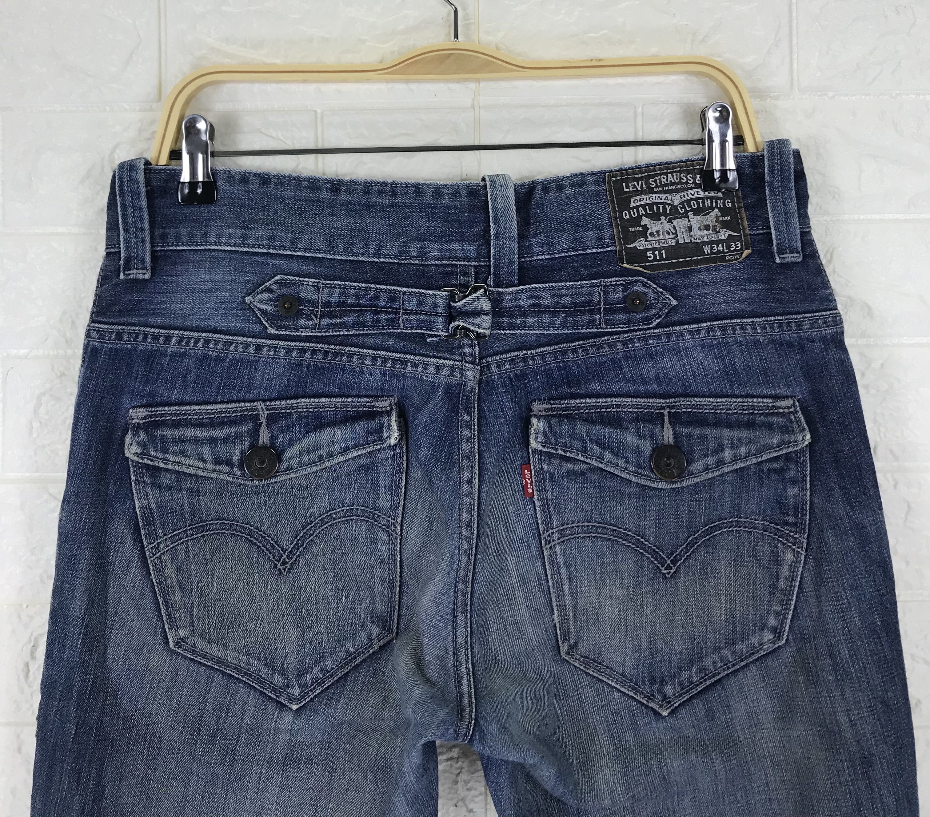 Levi's Vintage Levi's 511 Buckle Back Jeans Distressed Denim Size US 32 / EU 48 - 2 Thumbnail
