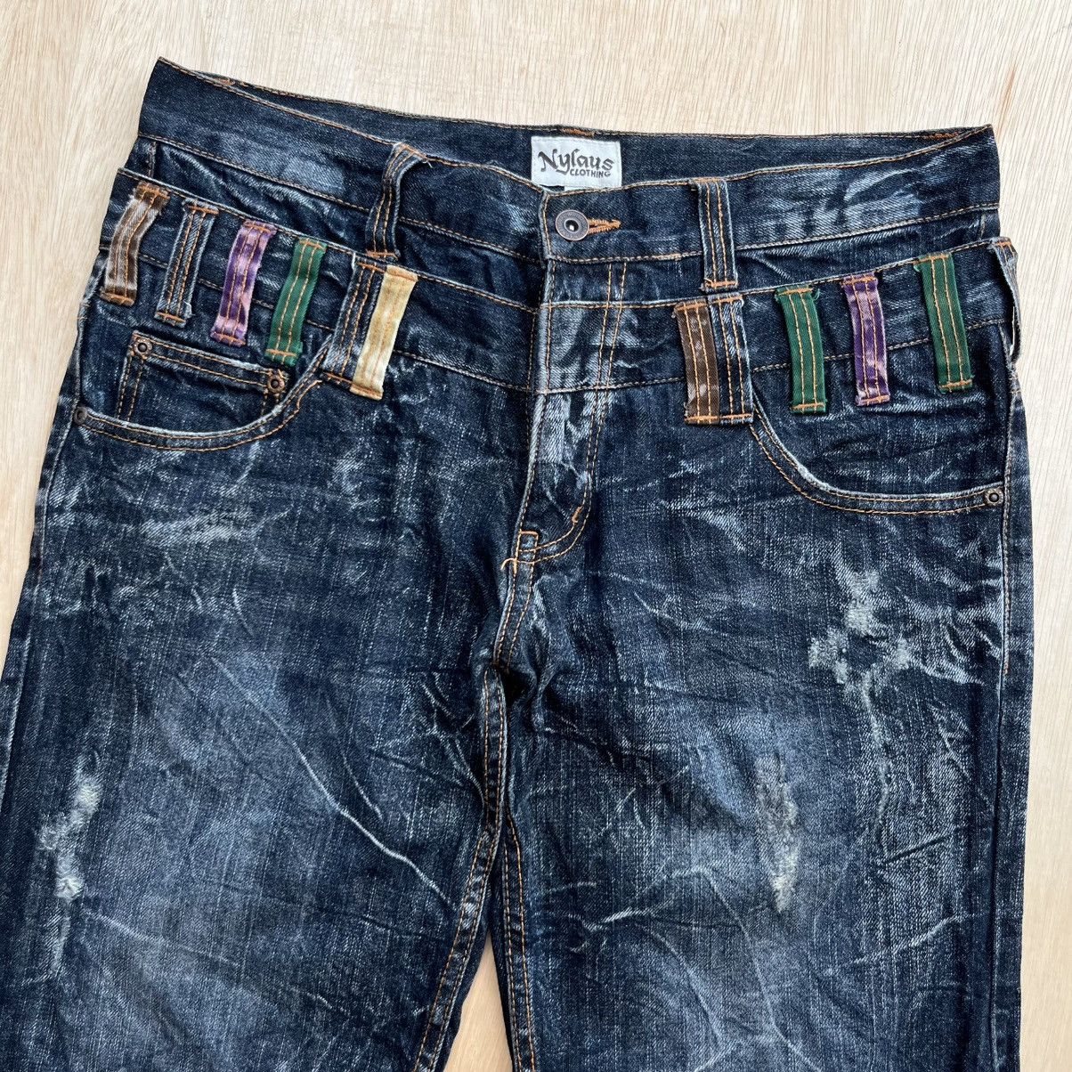 Japanese Brand NYLAUS CLOTHING DOUBLE WAIST DISTRESSED DENIM VINTAGE Size US 32 / EU 48 - 2 Thumbnail