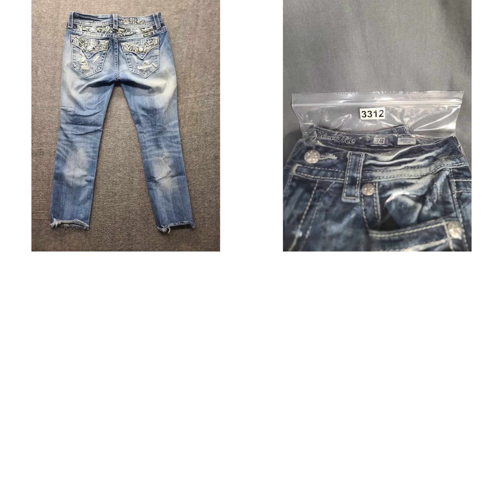 Miss Me Miss Me Jeans Womens 28x28 Signature Rise Cropped Distressed Thrashed Raw Hem Denim Cotton Spandex 5-Pocket Design Blue Cropped Regular Womens Jeans Size 28" / US 6 / IT 42 - 9 Thumbnail
