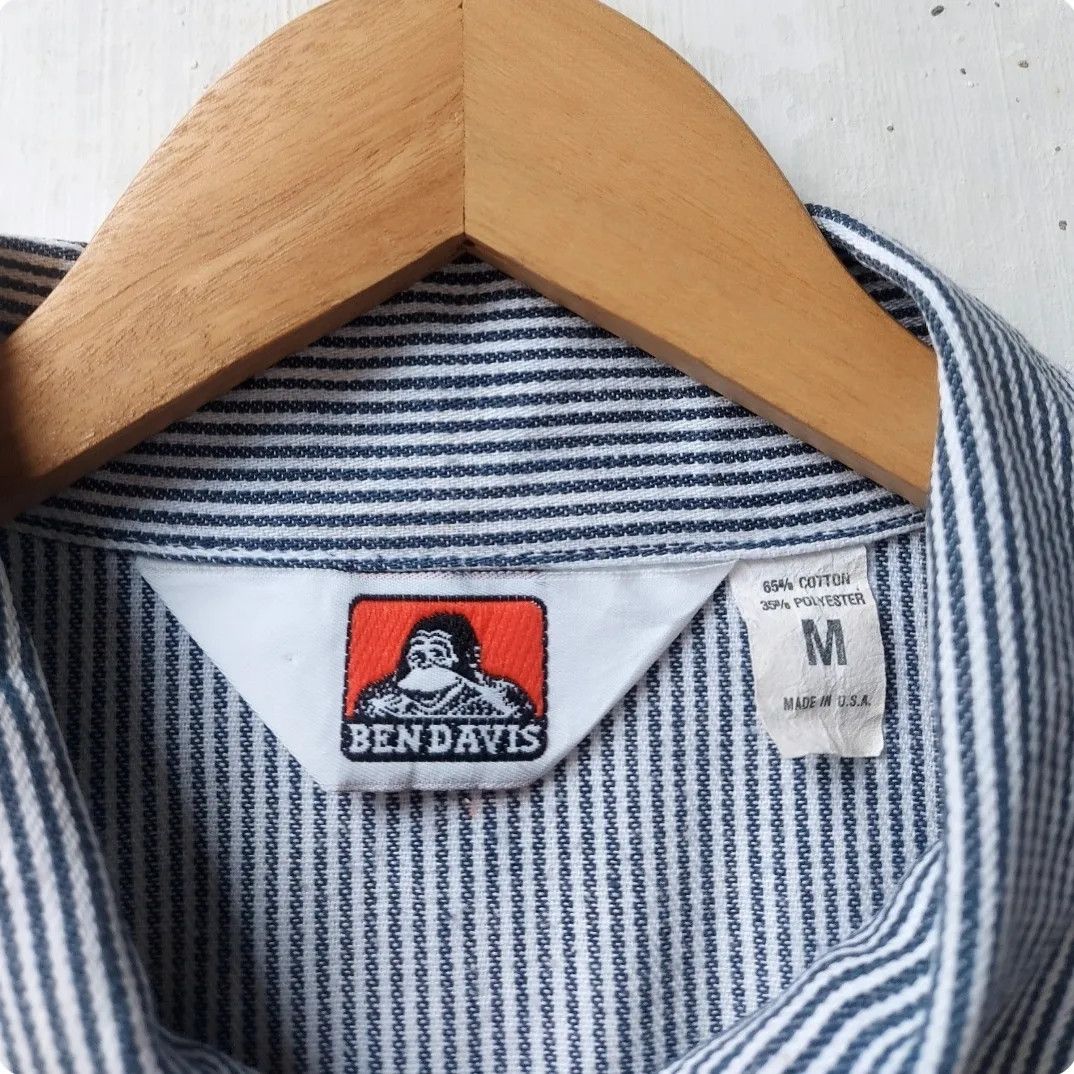 Ben Davis × Vintage Vintage Ben Davis Hickory Half Zip Shirt Size US L / EU 52-54 / 3 - 6 Thumbnail