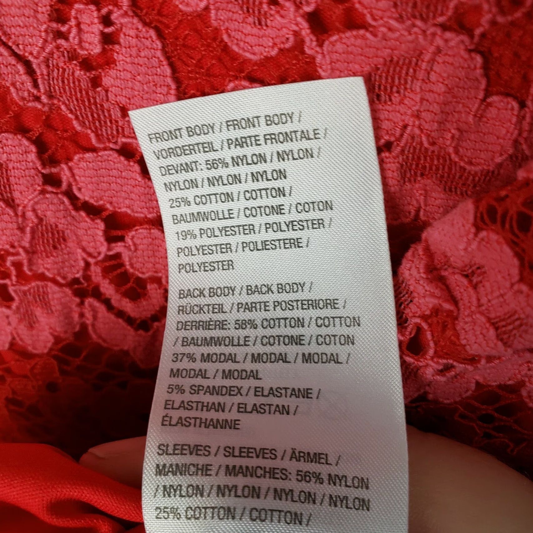 Isaac Mizrahi Isaac Mizrahi Live Womens Top Shirt Medium Red Lace Overlay Short Sleeve Size M / US 6-8 / IT 42-44 - 7 Thumbnail