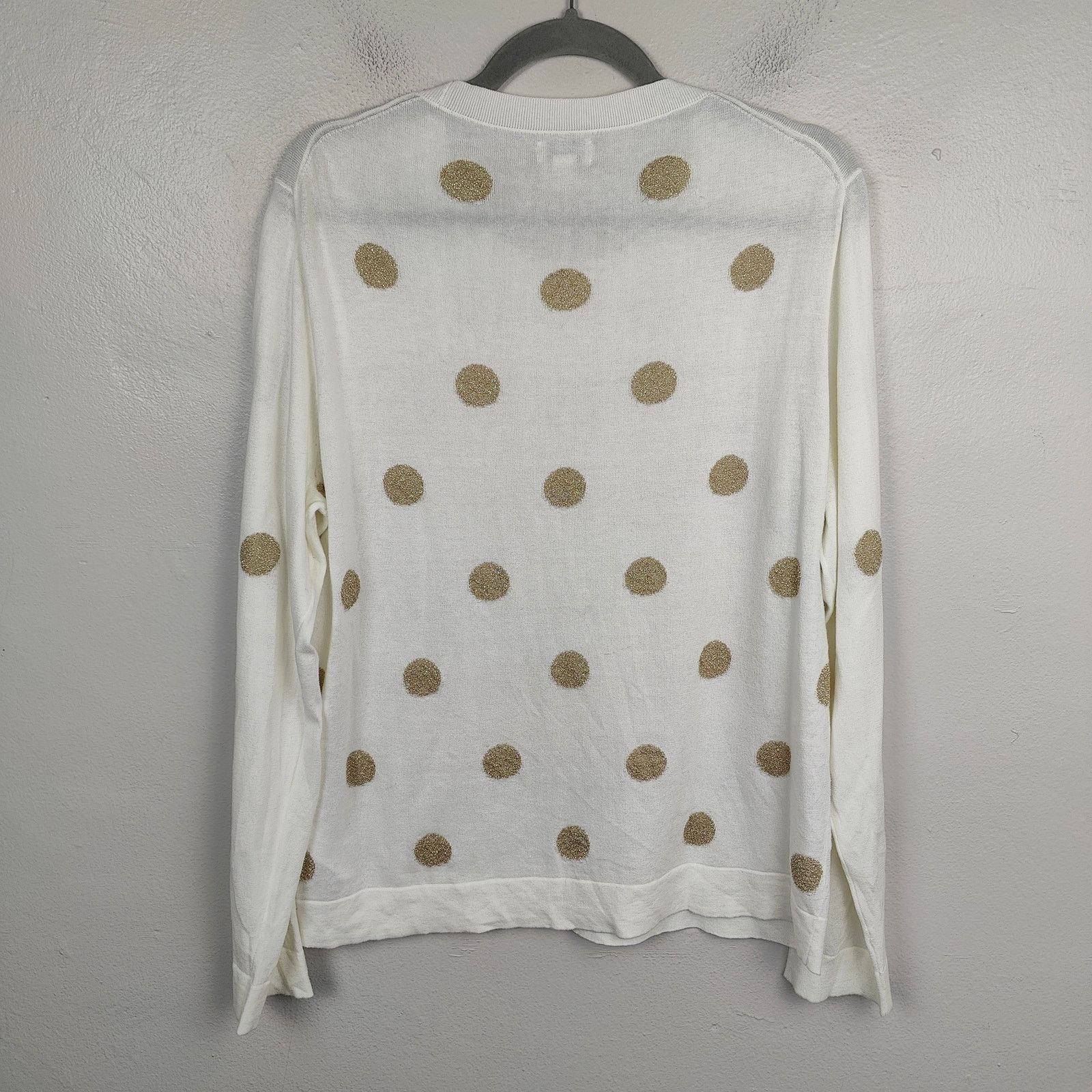 J.Crew J Crew Teddie Sweater Womens XL White Gold Knit Cotton Size XL / US 12-14 / IT 48-50 - 4 Thumbnail