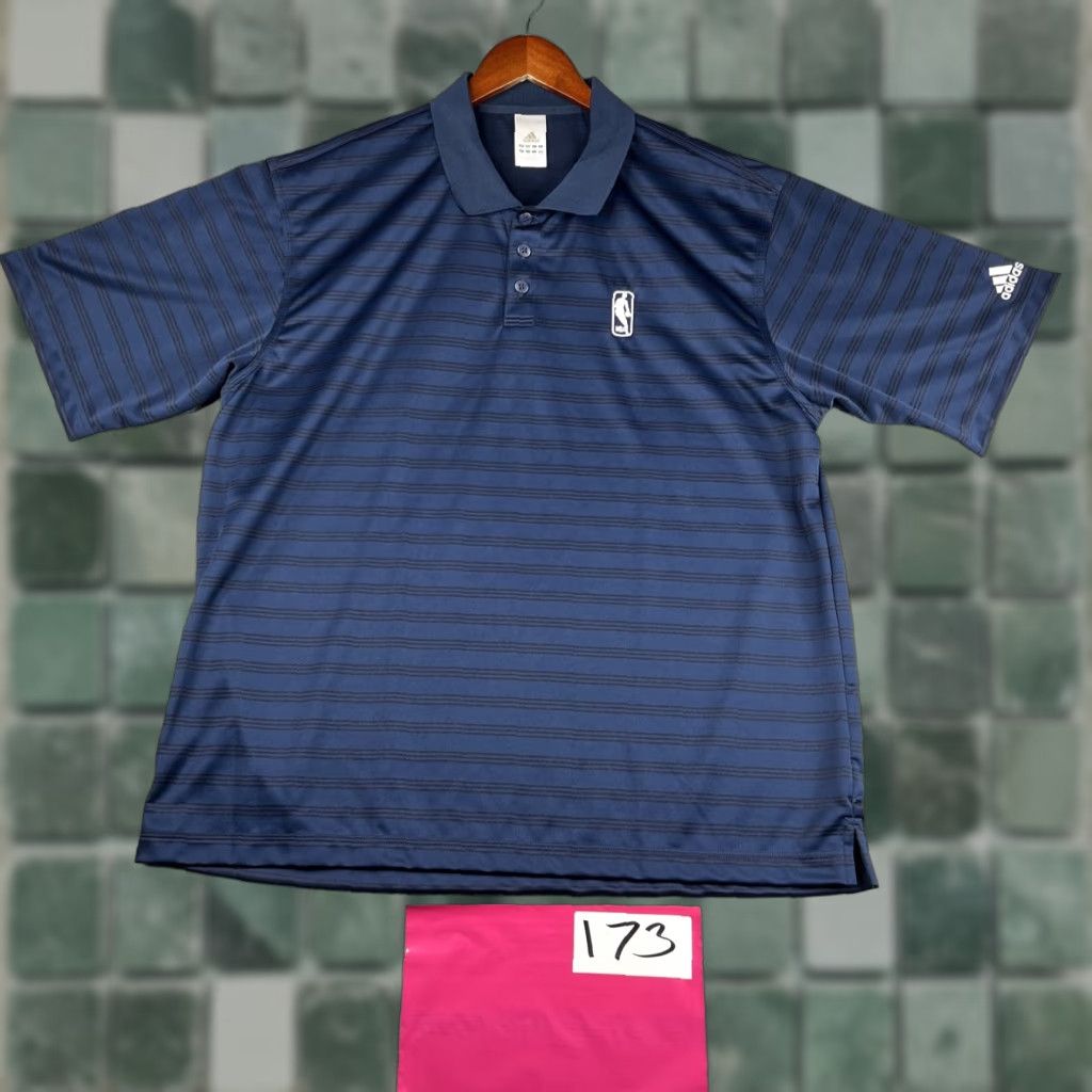 Adidas Adidas NBA Embroidered Logo Polo Shirt Mens XL Navy Black Striped Lightweight Size US XL / EU 56 / 4 - 1 Thumbnail