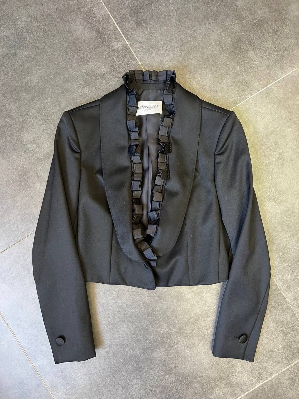 Yves Saint Laurent YSL Rive Gauche Cropped Tuxedo Jacket SS2006 Pilati Size XS / US 0-2 / IT 36-38 - 4 Thumbnail