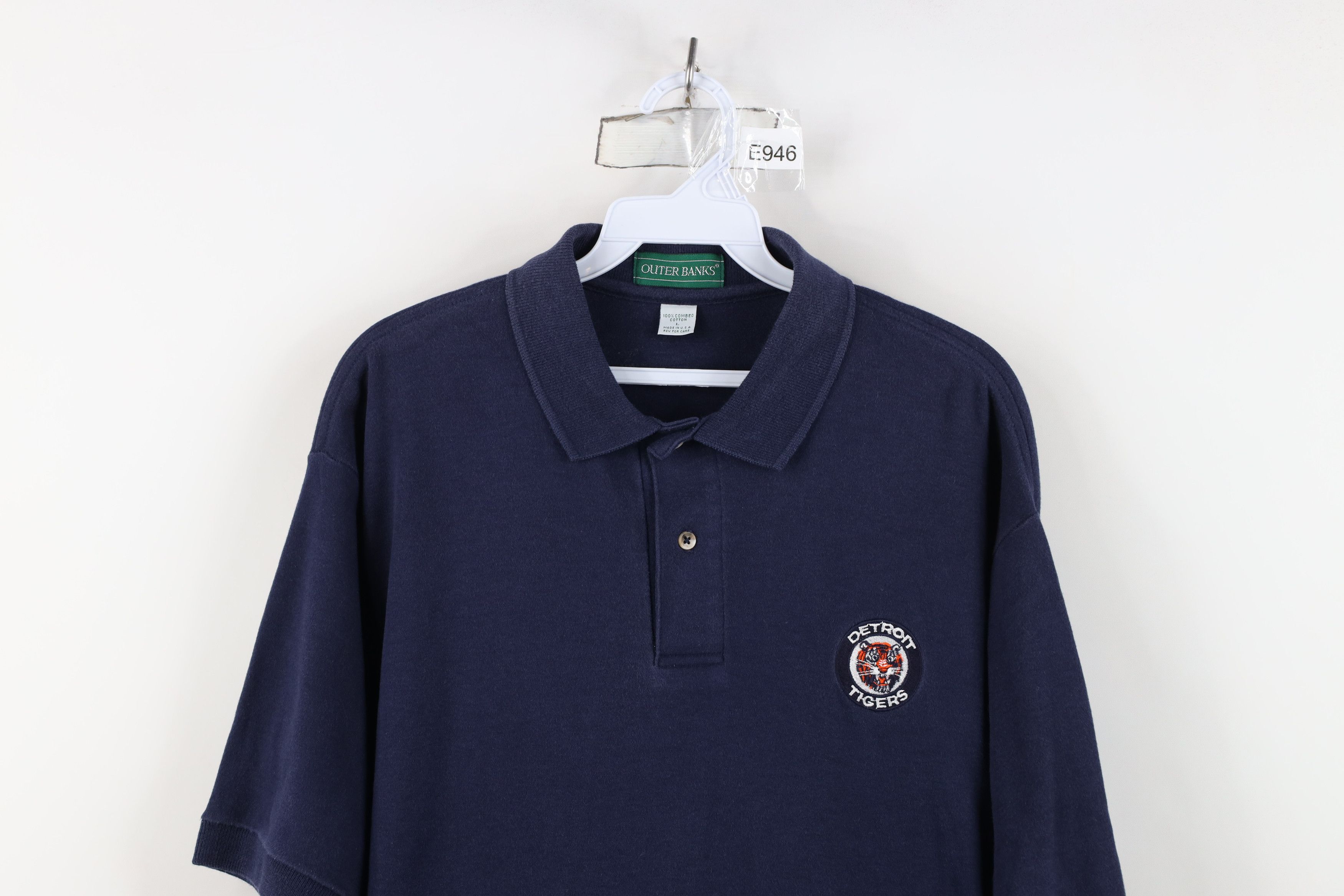 Vintage Vintage 80s 90s Detroit Tigers Baseball Polo Shirt Blue USA Size US L / EU 52-54 / 3 - 2 Thumbnail