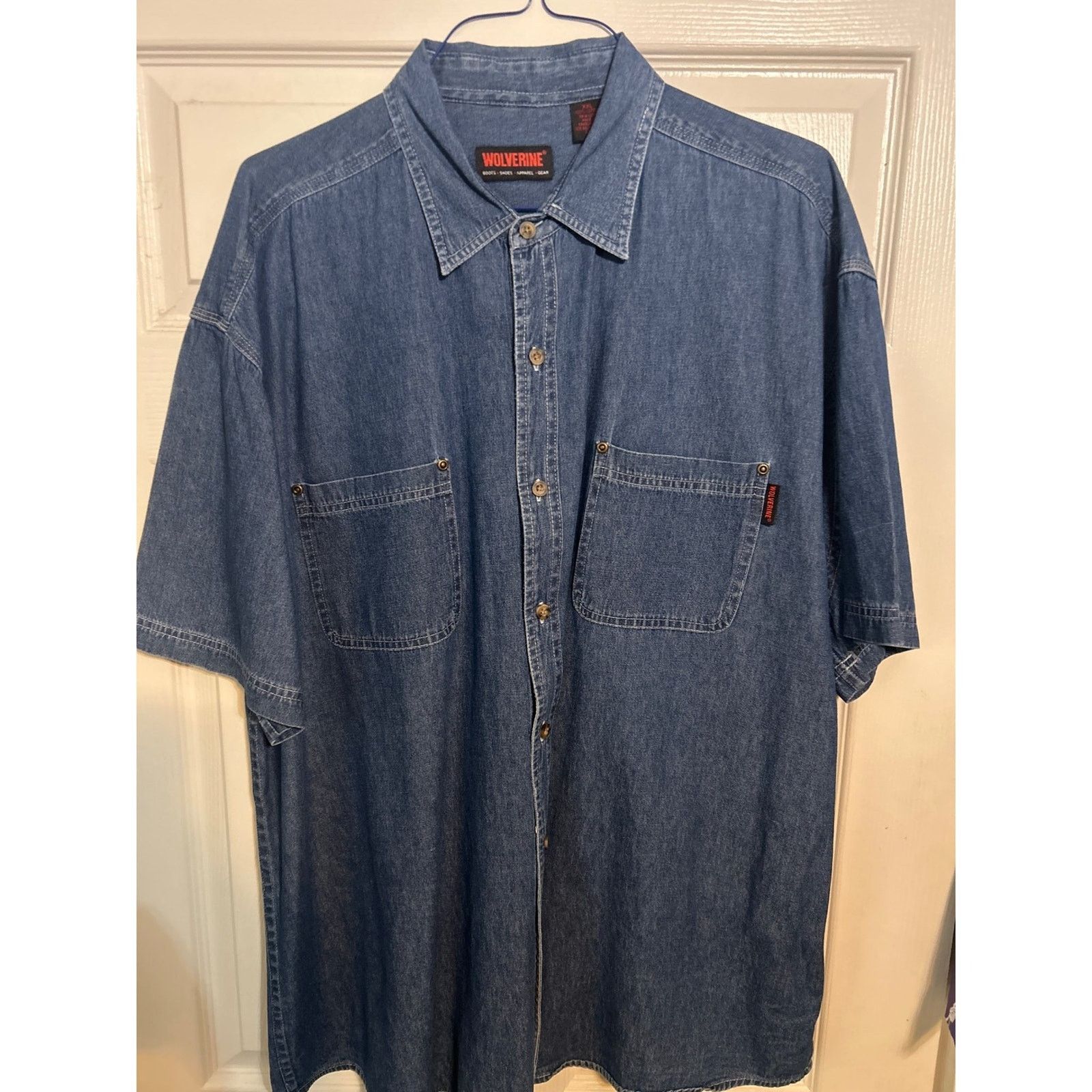Wolverine Wolverine Denim Shirt Mens XXL Short Sleeve Button Up Size US XXL / EU 58 / 5 - 1 Thumbnail