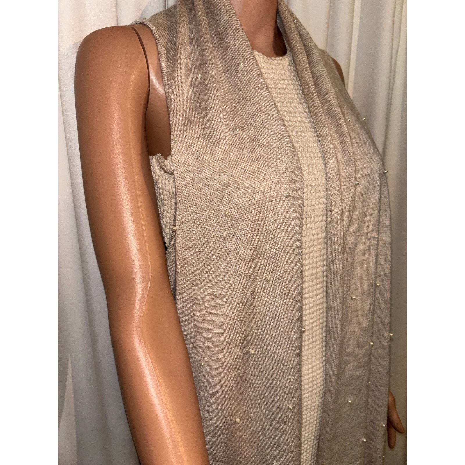 The Unbranded Brand Karl Lagerfeld Cream Pearl Cardigan One Size Size S / US 4 / IT 40 - 3 Thumbnail