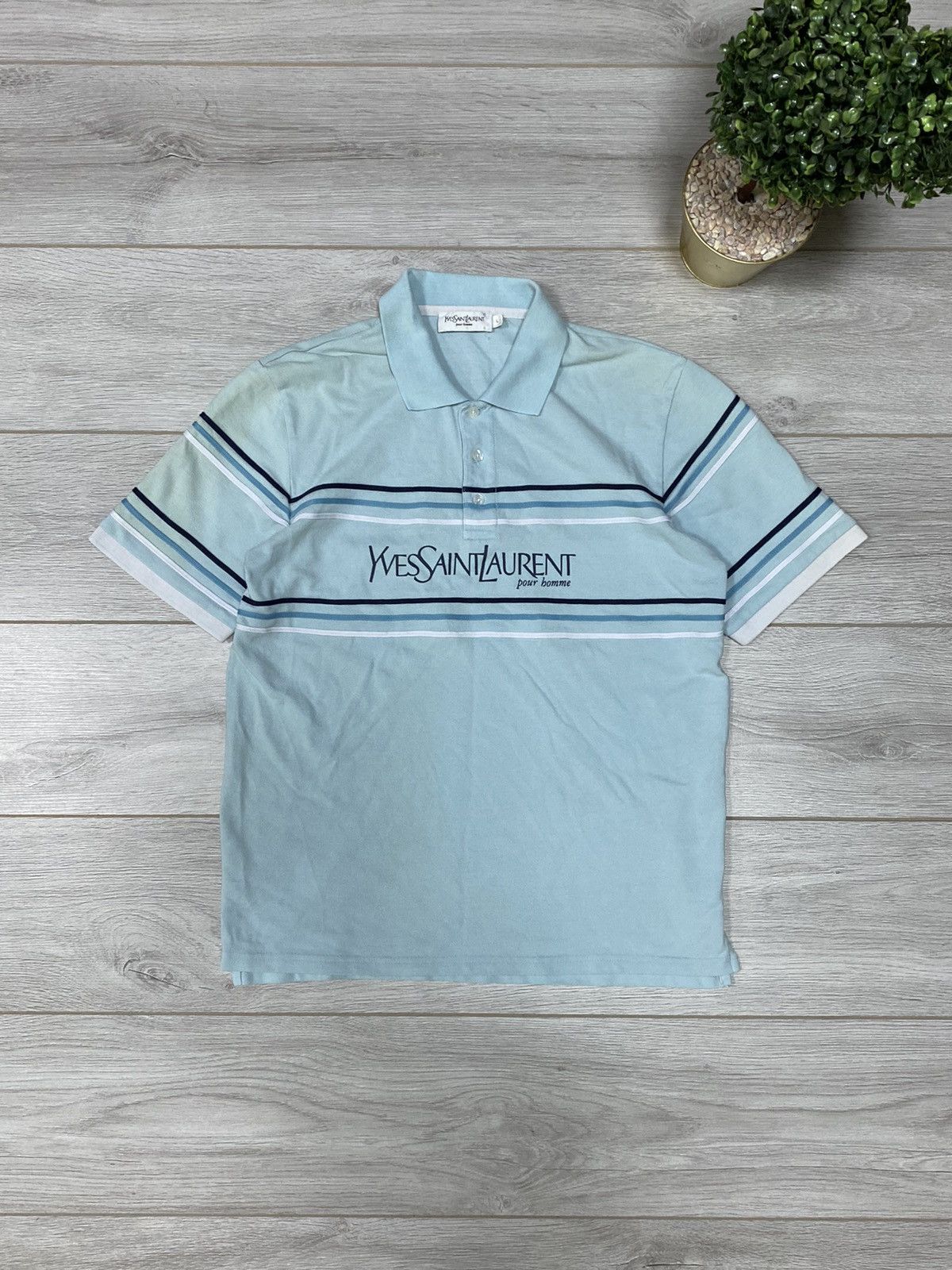 Yves Saint Laurent Yves Saint Laurent pour homme YSL big logo polo stripes Size US L / EU 52-54 / 3 - 3 Thumbnail
