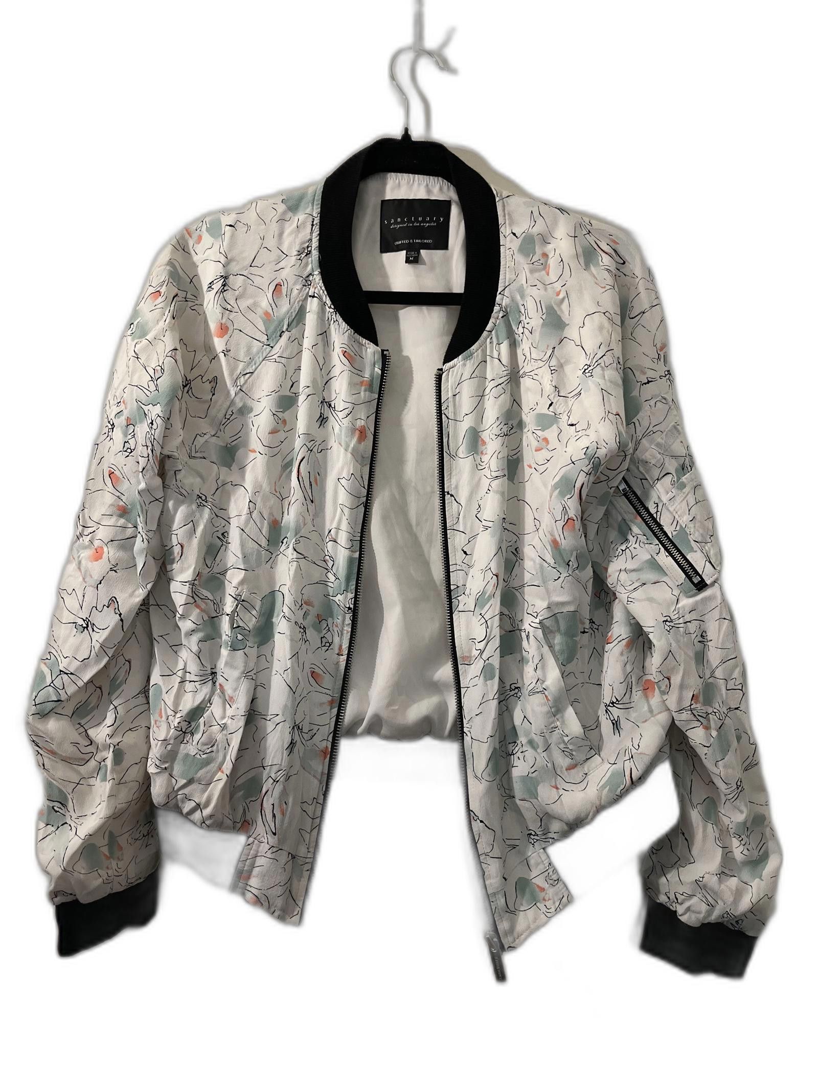 Designer Sanctuary Floral Print Bomber Jacket in White - Size M Size M / US 6-8 / IT 42-44 - 1 Thumbnail