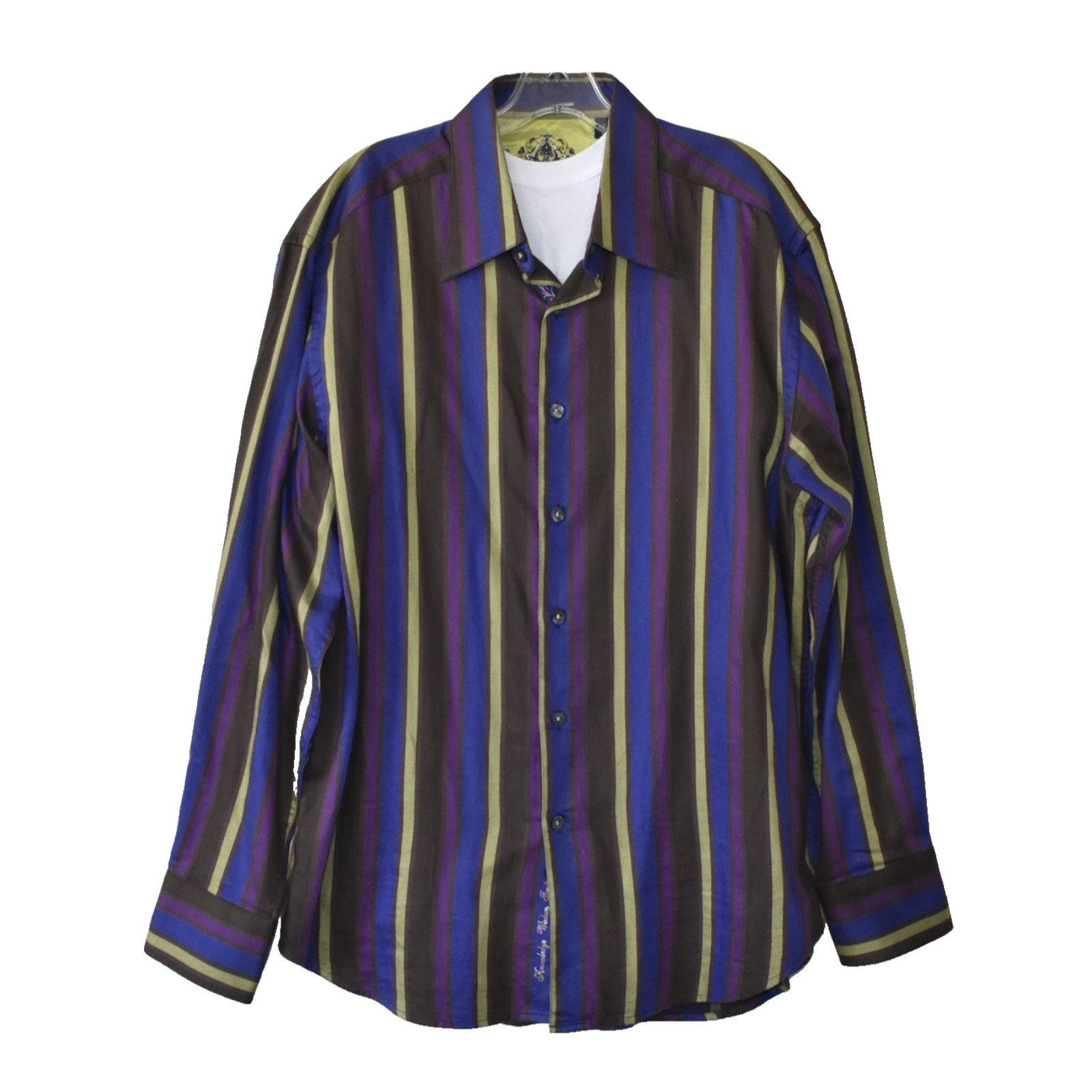 Robert Graham ROBERT GRAHAM Regal Stripe Cotton W/Silk Trim LS Shirt Sz XL Size US XL / EU 56 / 4 - 2 Thumbnail