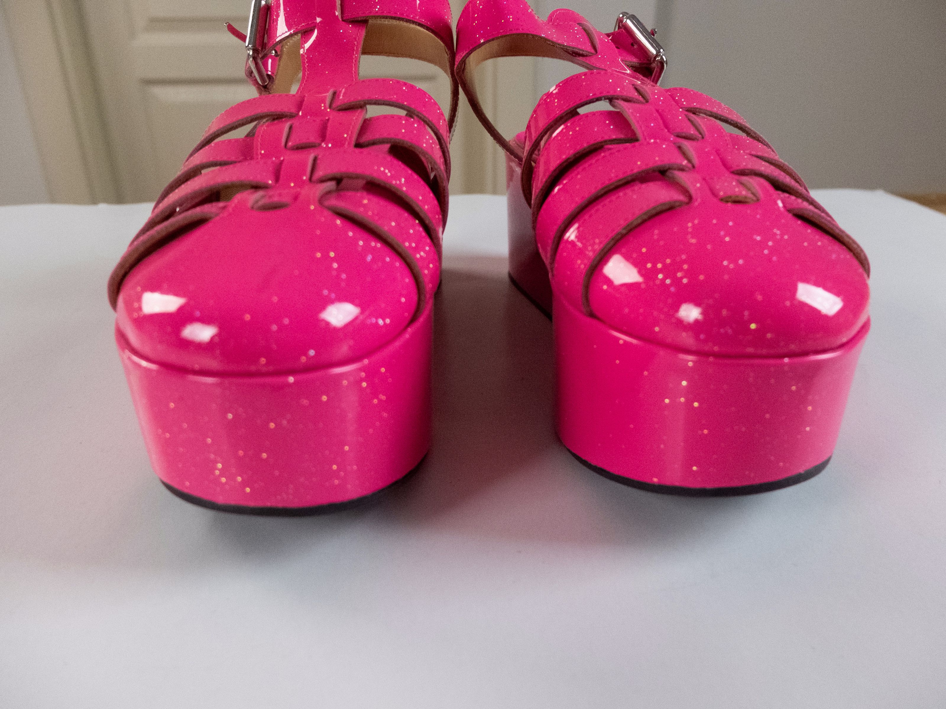 Loewe LOEWE Fisherman neon pink glitter platform wedge sandals 37 Size US 7 / IT 37 - 5 Thumbnail