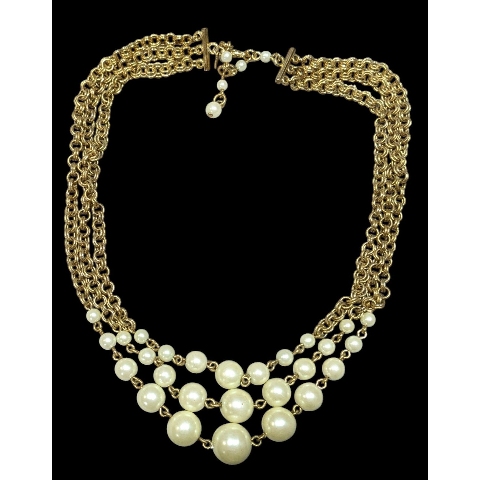 Other Vintage Glam Avon Cream And Gold Tone Fuax Pearl Layered Cha Size ONE SIZE - 1 Thumbnail