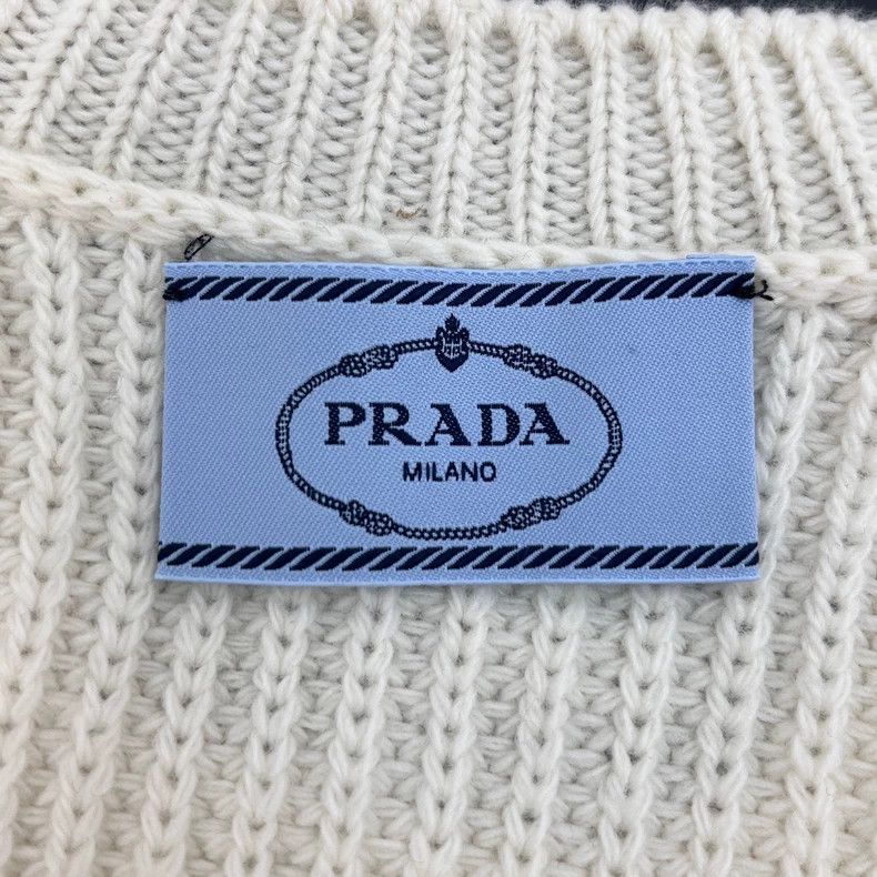 Prada Prada Size 38 Milky white classic logo sheep wool cashmere Size US XS / EU 42 / 0 - 5 Thumbnail