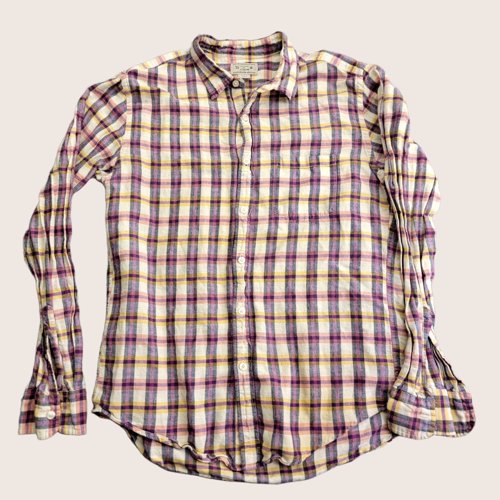J.Crew J.Crew Shirt Mens M Multicolor Plaid Linen Cotton Button-Down Tailored Size US M / EU 48-50 / 2 - 1 Thumbnail