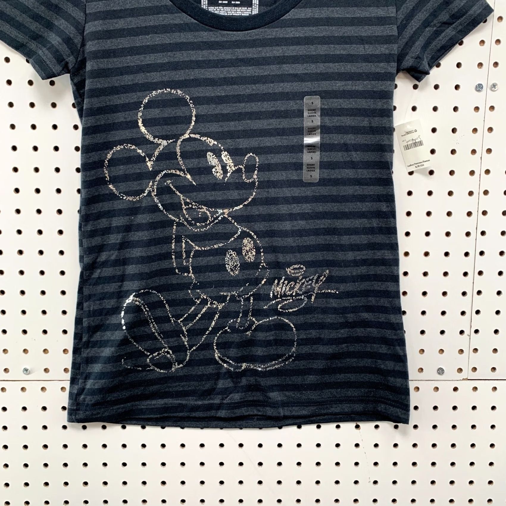 Disney Disney Mickey Mouse Shirt Womens Small Gray Striped NWT Cotton T-Shirt, VINTAGE? No, 15X25.5 (clarify size). Size S / US 4 / IT 40 - 6 Thumbnail