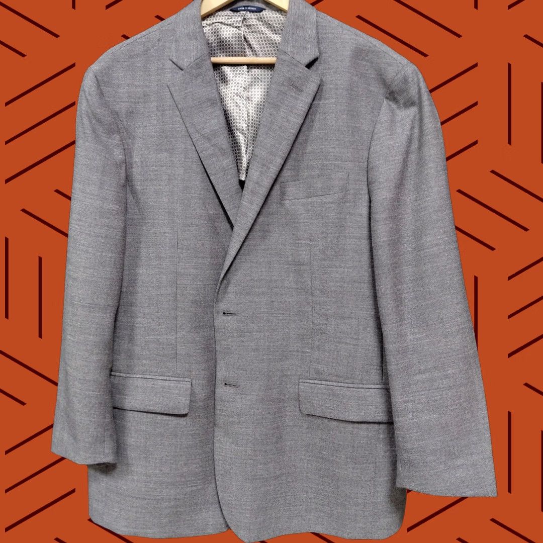 Ralph Lauren Ralph Lauren Blazer Wool Silk Linen Gray Solid Woven Men 46R Regular Fit Button Closure Blazer Size 46R - 1 Thumbnail