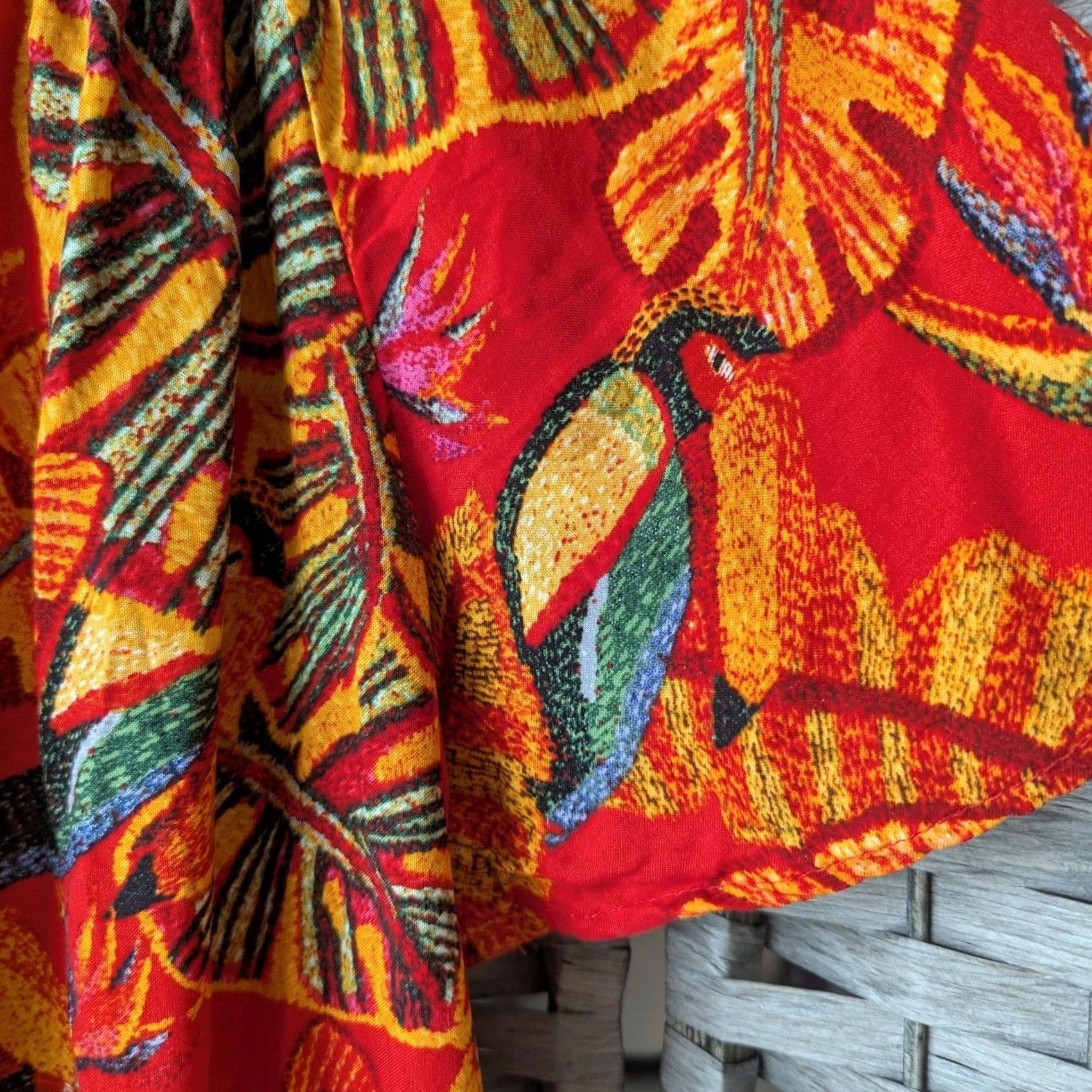 Christian Siriano Christian Siriano Red Blouse Tropical Bird Print Off Shoulder Womens Large Size L / US 10 / IT 46 - 4 Thumbnail