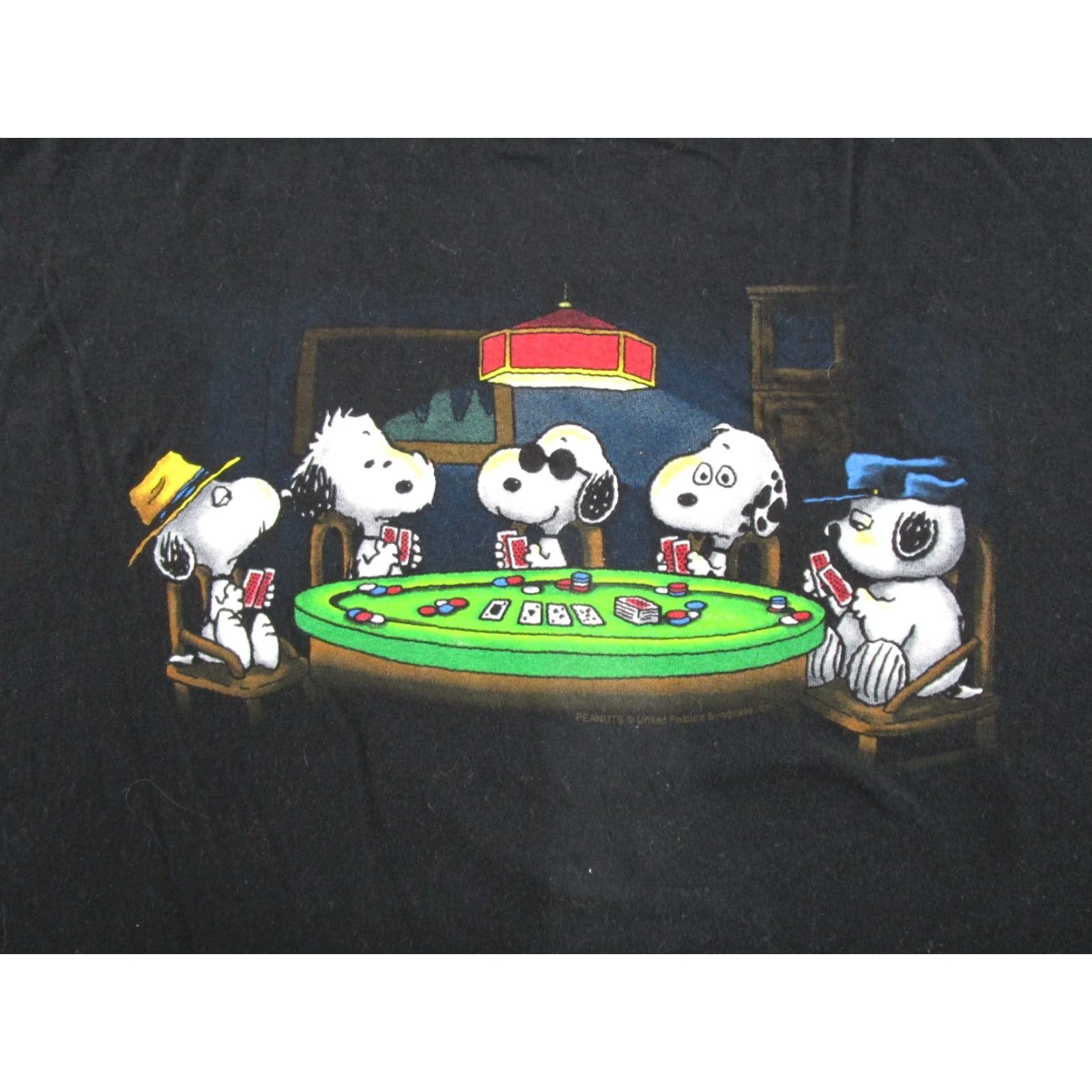 Peanuts VINTAGE Peanuts T-Shirt Graphic Print Snoopy Poker Dogs 2XL Black Cotton Men 90s Cartoon Gaming Shirts Mens Size US XXL / EU 58 / 5 - 2 Thumbnail