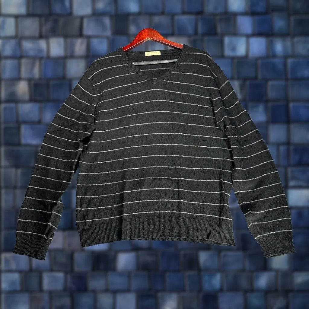 J.Crew J.CREW Sweater Mens L Black Gray Stripe V Neck Long Sleeve Cotton Cashmere Ribbed Cuffs Pullover Knitted Knit Cardigan? Size US L / EU 52-54 / 3 - 1 Thumbnail