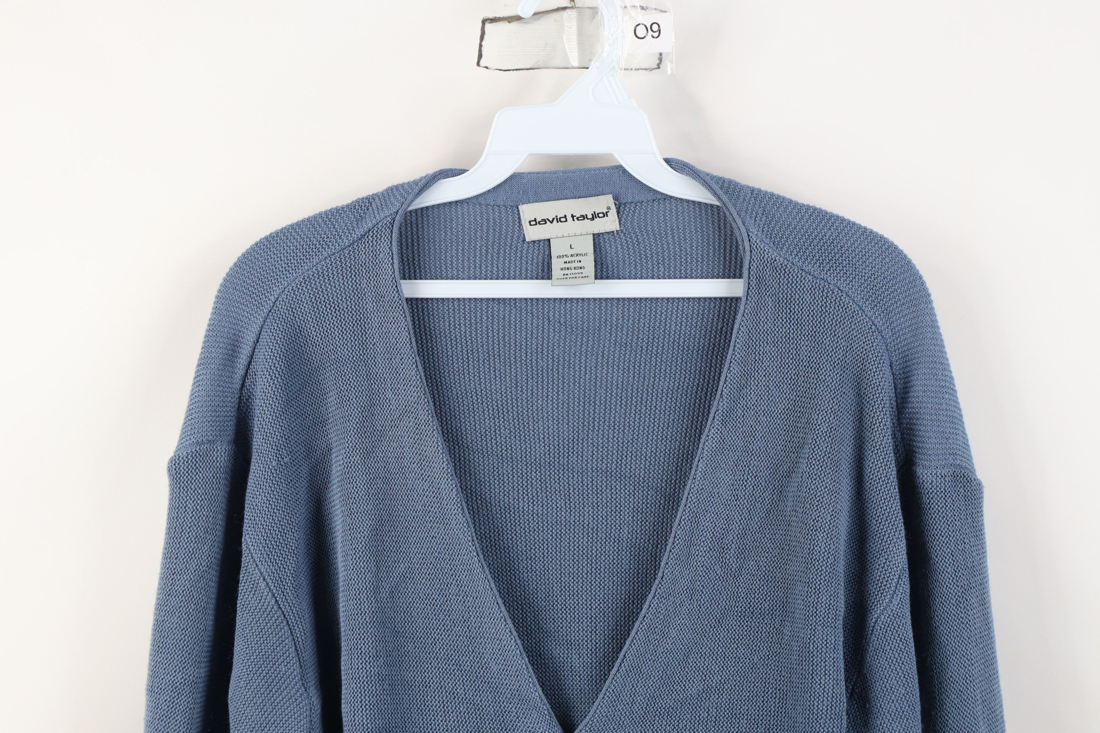 Vintage Vintage 90s Streetwear Ribbed Knit Cardigan Sweater Blue Size US L / EU 52-54 / 3 - 2 Thumbnail