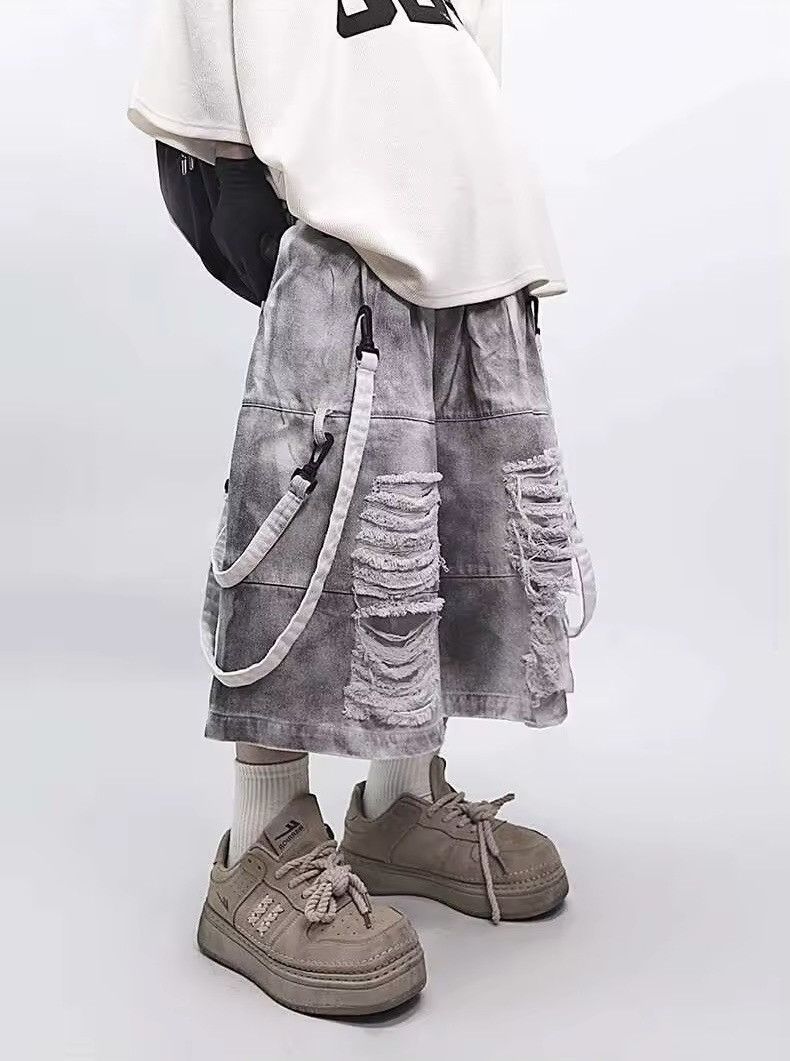 Jean Outdoor Designer Flared Distressed Utility Shorts Y2k Size US 34 / EU 50 - 7 Thumbnail