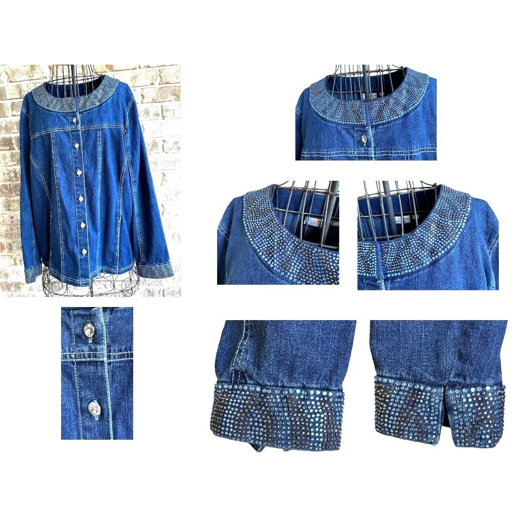 Quacker Factory × Vintage Vintage Quacker Factory Jean Jacket Large Blue Denim Size L / US 10 / IT 46 - 6 Thumbnail