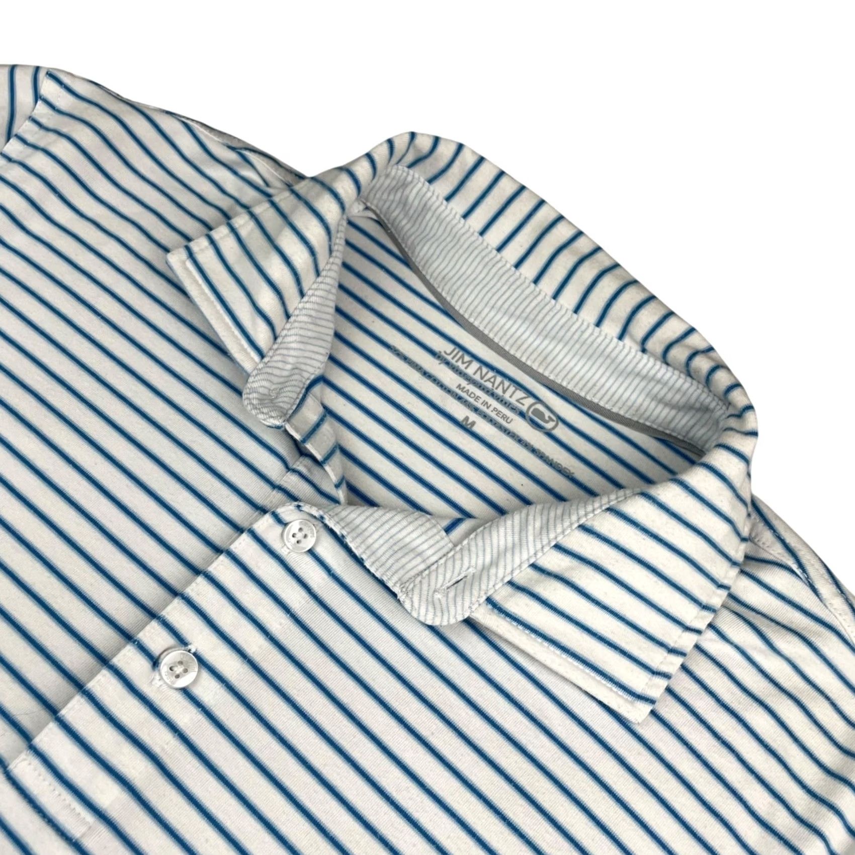 Vineyard Vines Vineyard Vines Jim Nantz Men's Polo Shirt Blue Stripe S/S Medium Regular Polo Shirt Mens Size US M / EU 48-50 / 2 - 2 Thumbnail