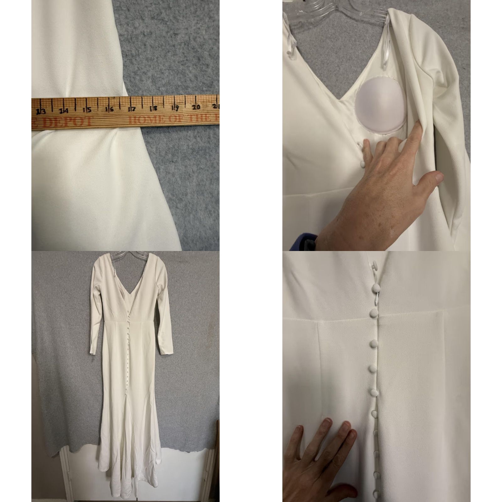 Lulus Lulus Dress Womens Small White V-Neck Long Sleeve Maxi Mermaid Bridal Wedding Size S / US 4 / IT 40 - 8 Thumbnail
