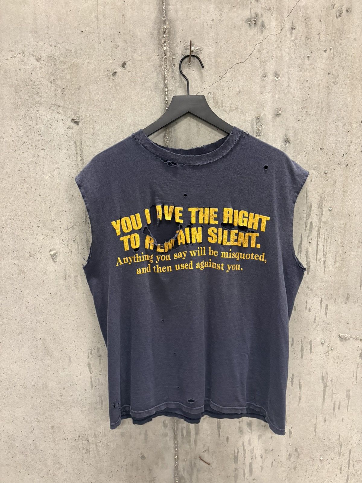 Vintage Right To Remain Silent Tank Thrash Faded Grunge Band