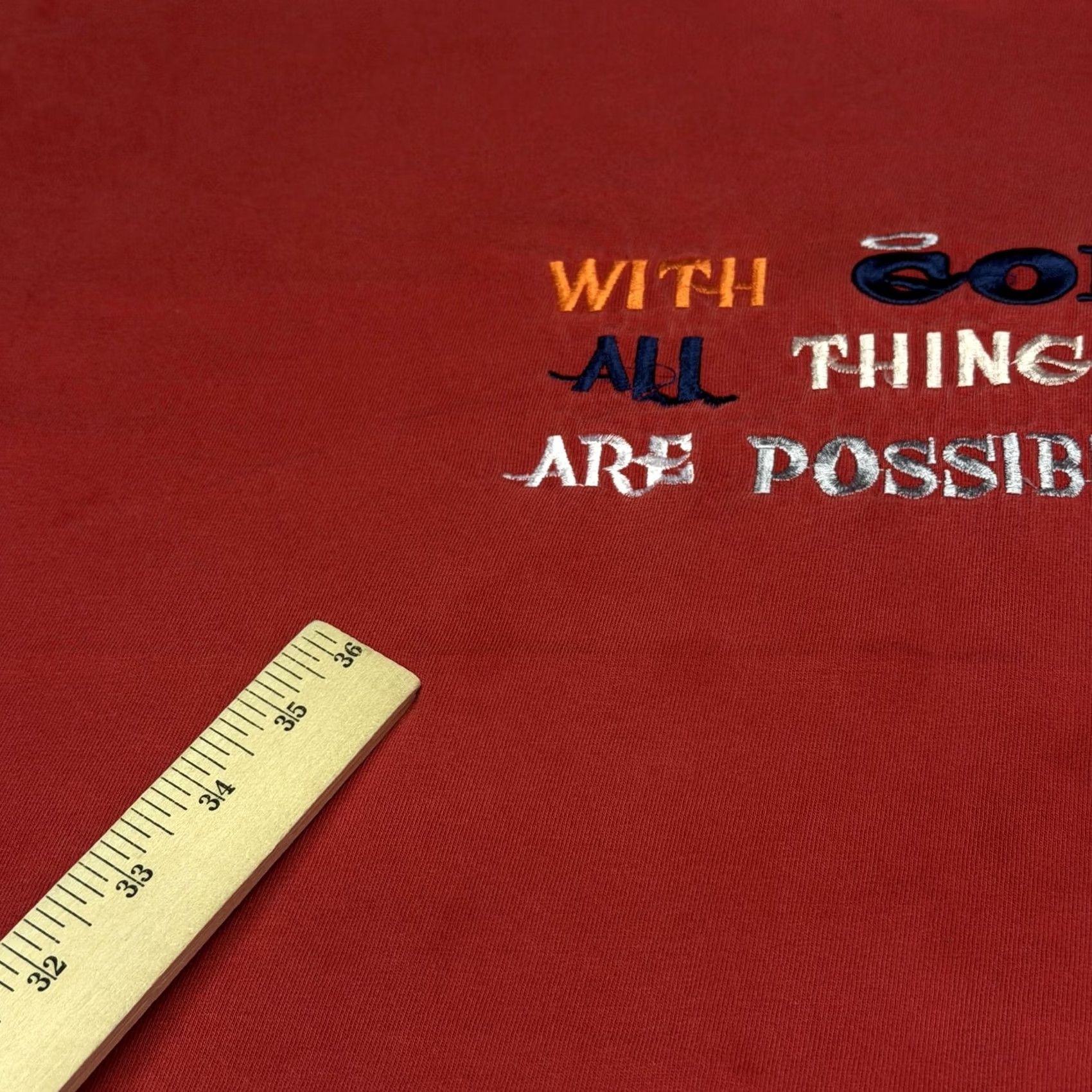Vintage Shirt Christian Embroidered Red XL Mens With God All Things Are Possible Tee Size US XL / EU 56 / 4 - 4 Thumbnail