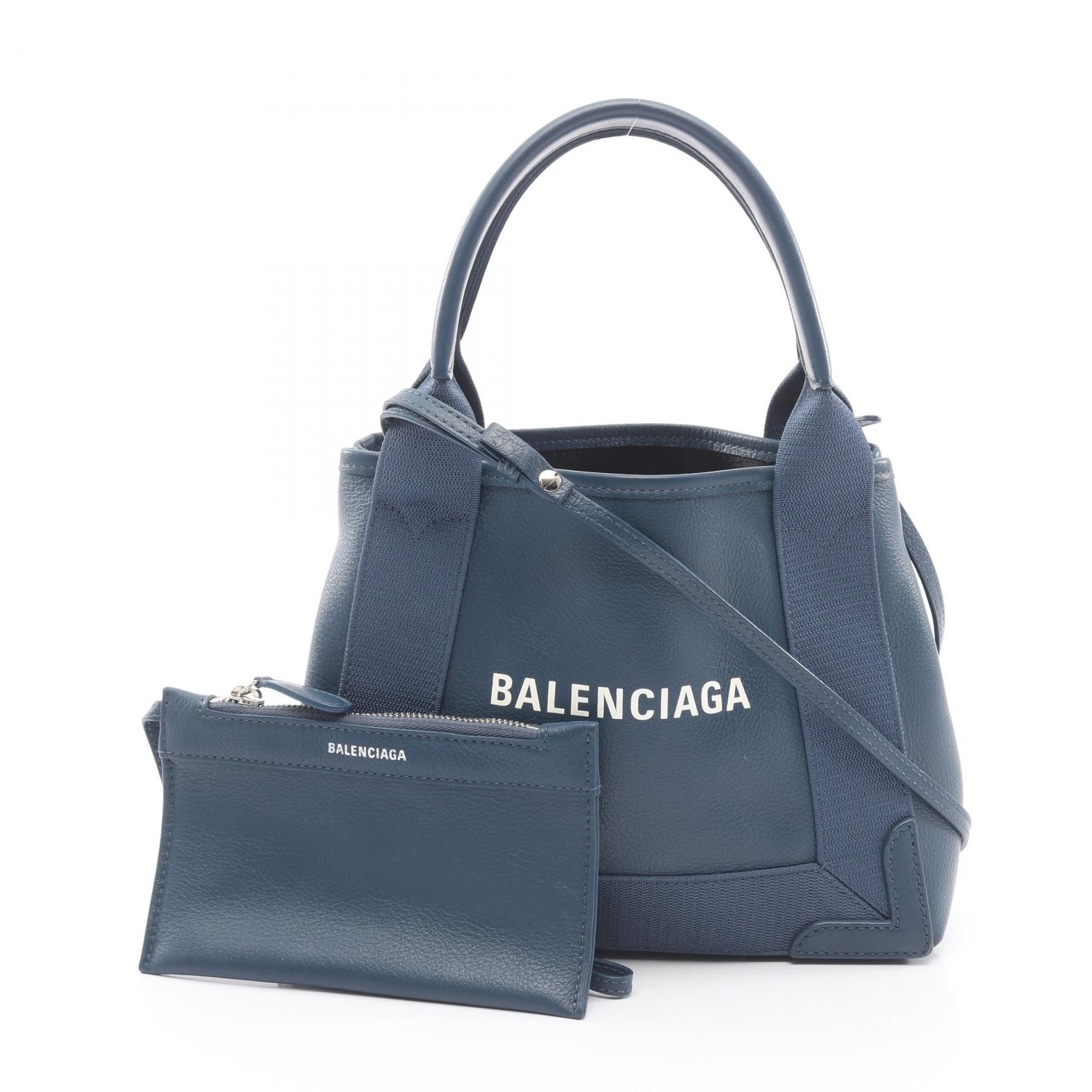 Balenciaga Balenciaga Balenciaga Navy Cabas leather canvas 2way handbag Leather Handbag 390346 DUTY FREE for USA Size ONE SIZE - 1 Thumbnail