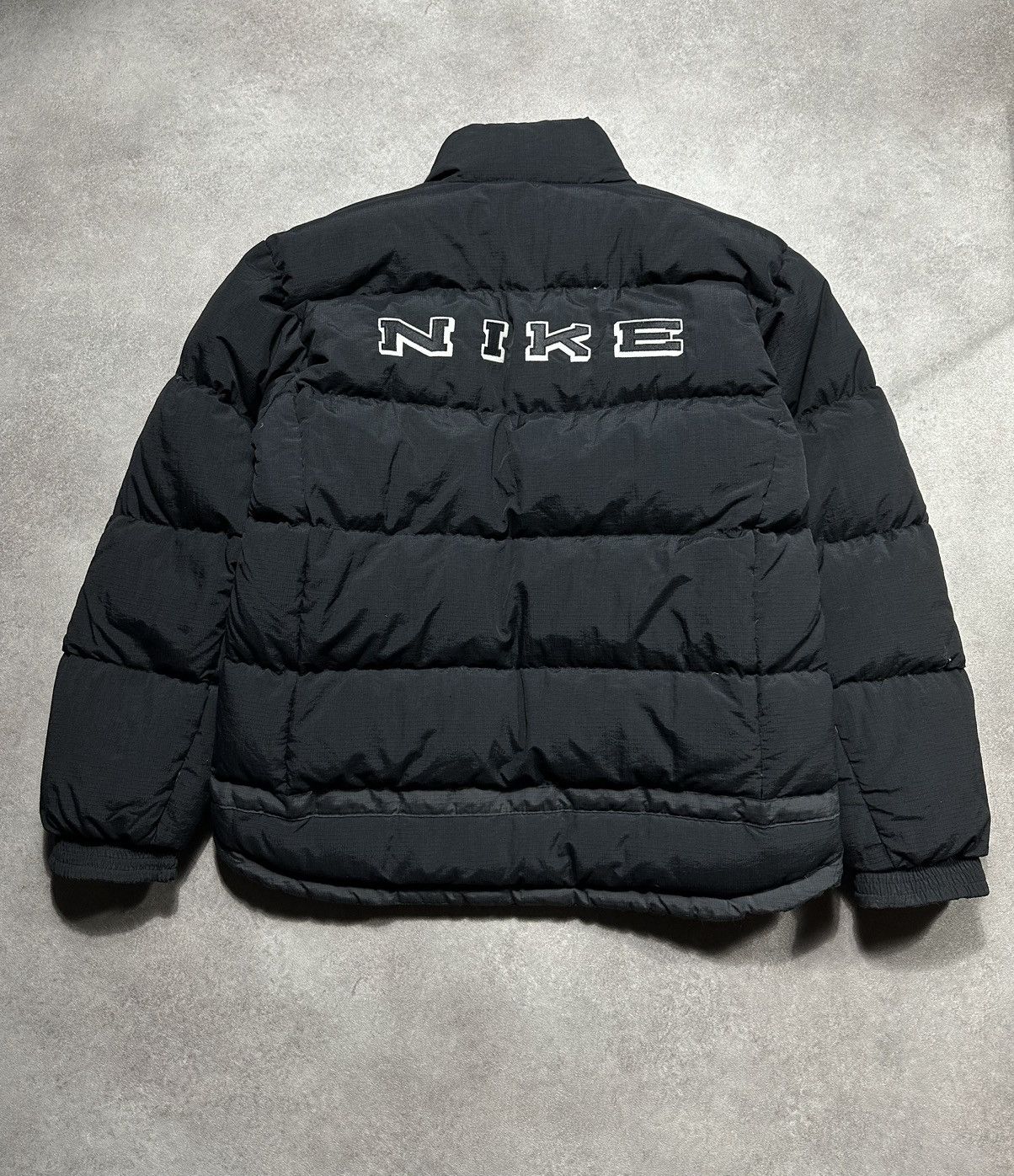 image of Nike Vintage Big Logo Mens Puffer Jacket 90's in Black (Size Small)