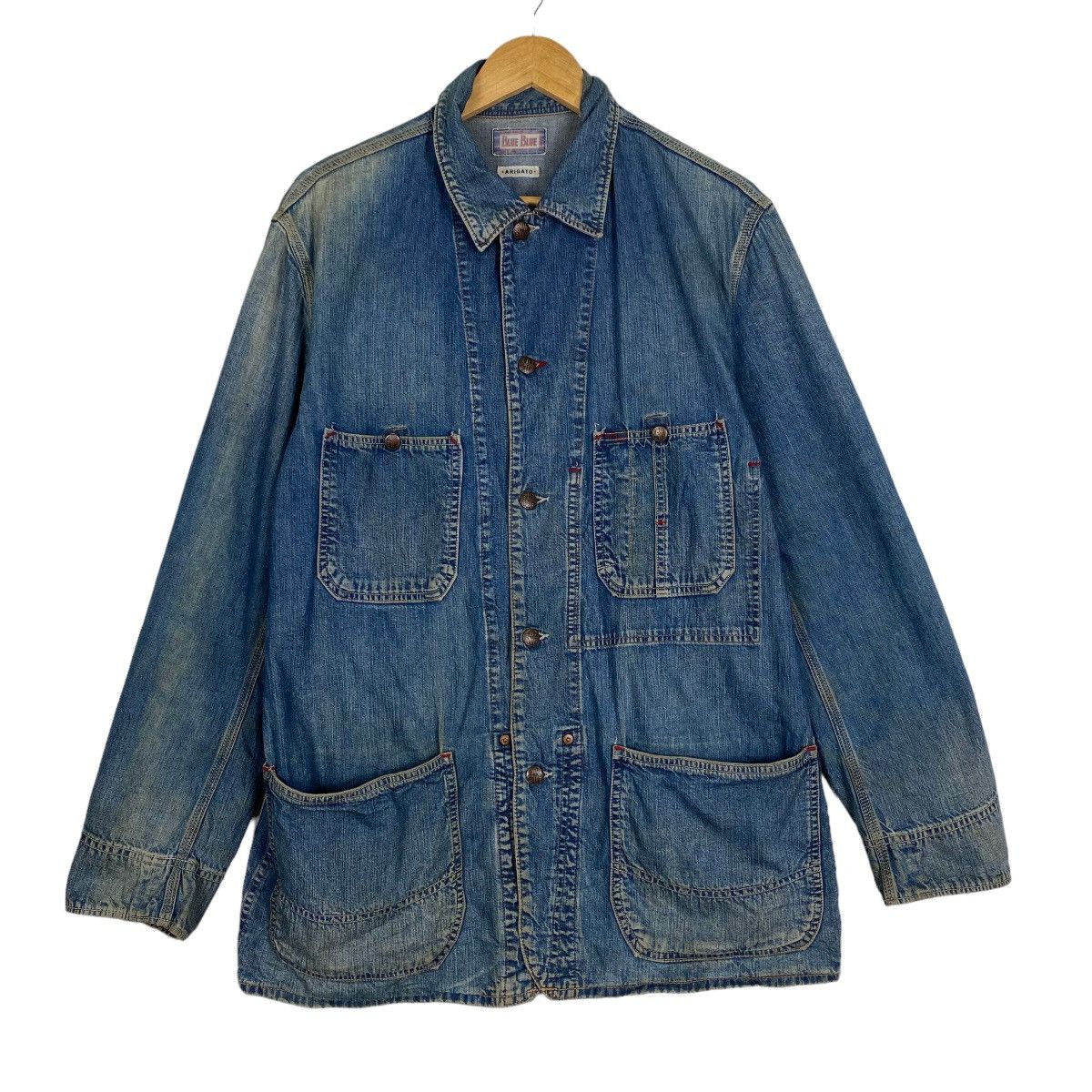 Blue Blue Japan Vintage BLUE BLUE ARIGATO Denim Chore Jacket Size US M / EU 48-50 / 2 - 1 Thumbnail