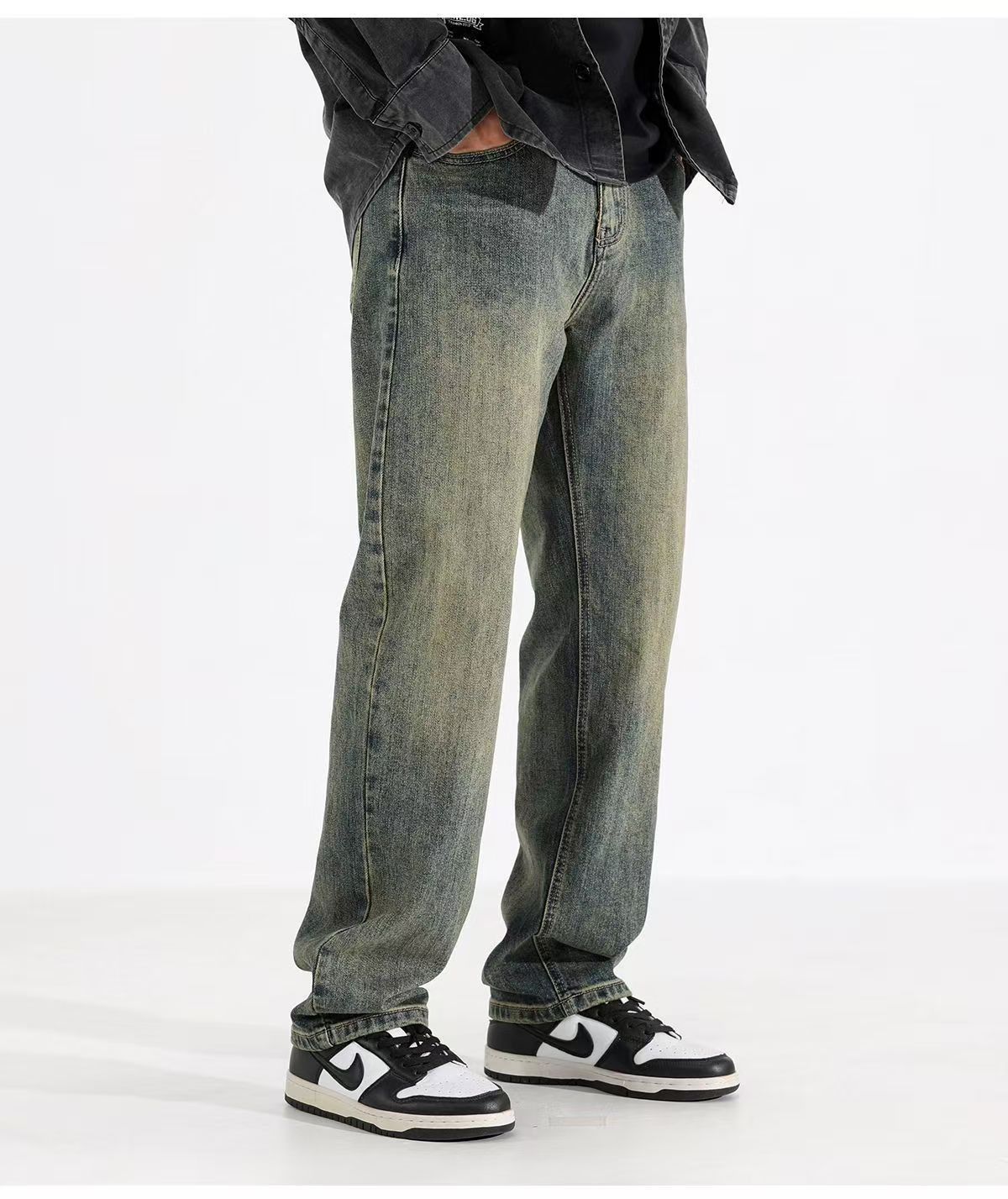 Jean American retro men's washed loose distressed jeans Size US 32 / EU 48 - 3 Thumbnail