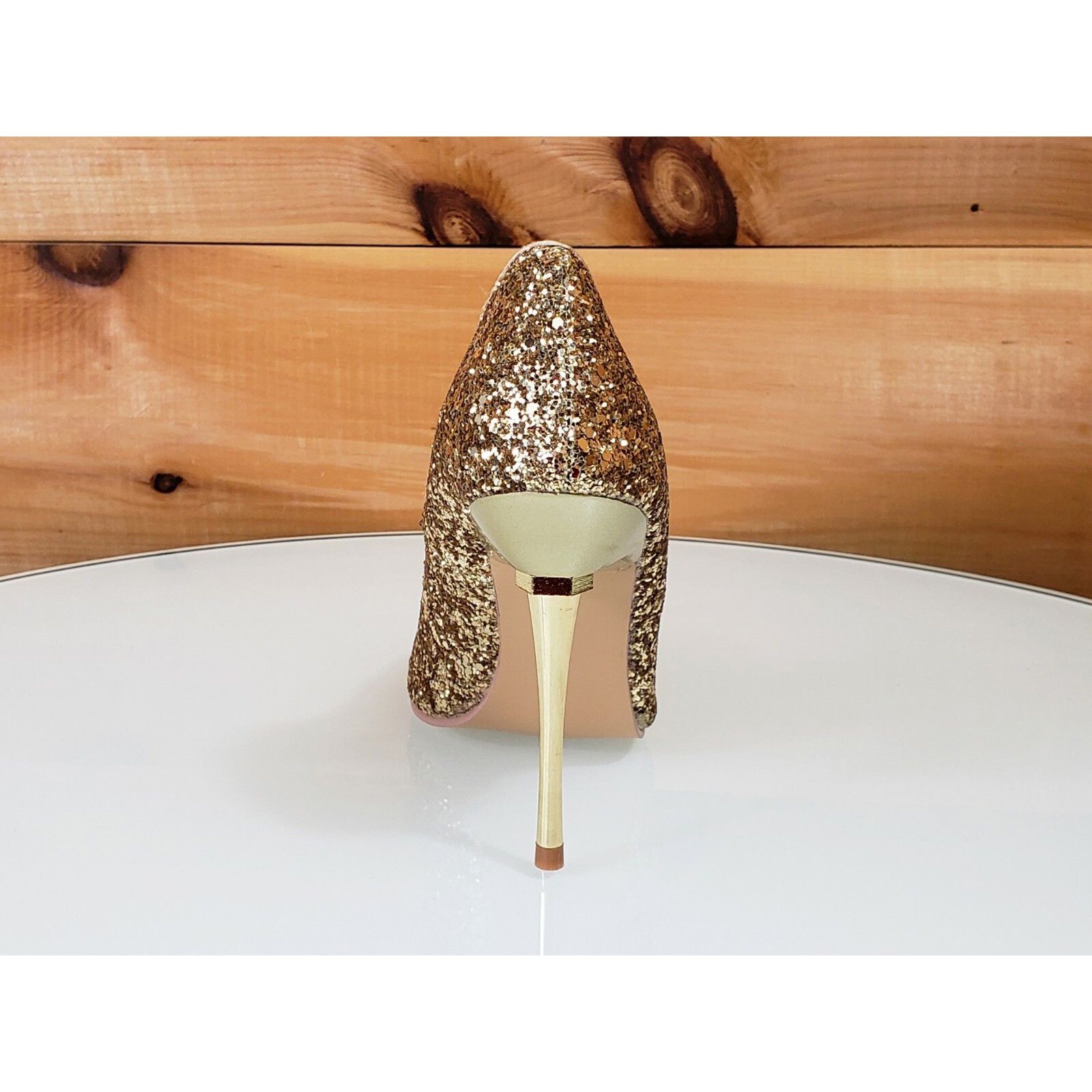 Other Appeal 20G Gold Glitter Pointy Toe 4" Metal High Stiletto He Size US 9 / IT 39 - 6 Thumbnail