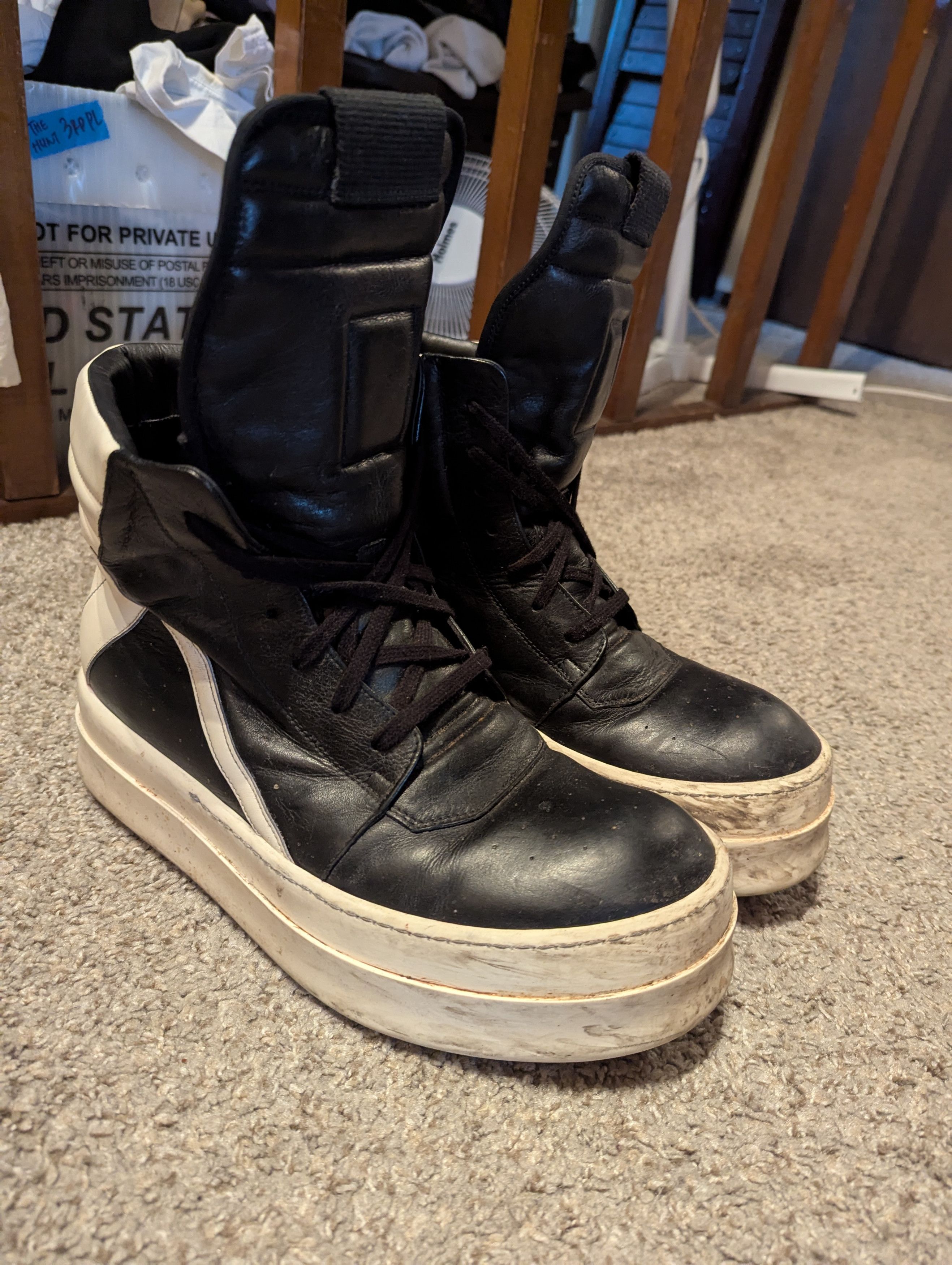 Rick Owens Geobasket Black Milk | Grailed