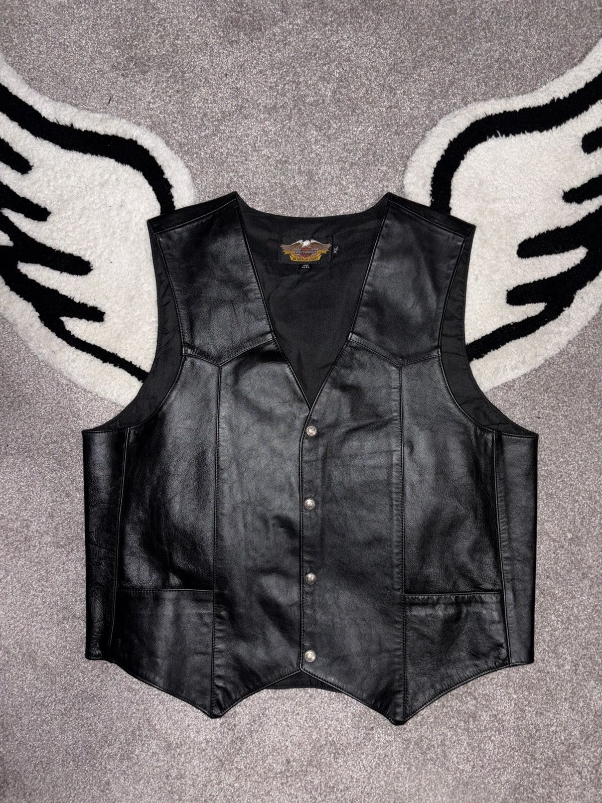 Harley Davidson Harley Davidson Vintage Black Leather Vest Size US XL / EU 56 / 4 - 1 Thumbnail