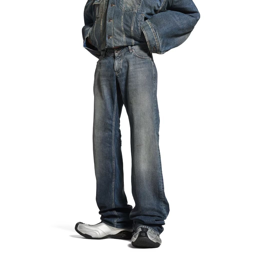 Balenciaga o1tr1nto0526 Fitted Low-Waist Pants in Blue Size US 30 / EU 46 - 6 Thumbnail