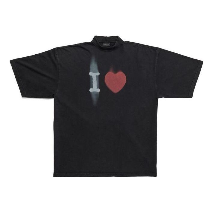 Balenciaga o1mt1gz0125 I Love T-Shirt Large Fit in Black Size L / US 10 / IT 46 - 1 Thumbnail